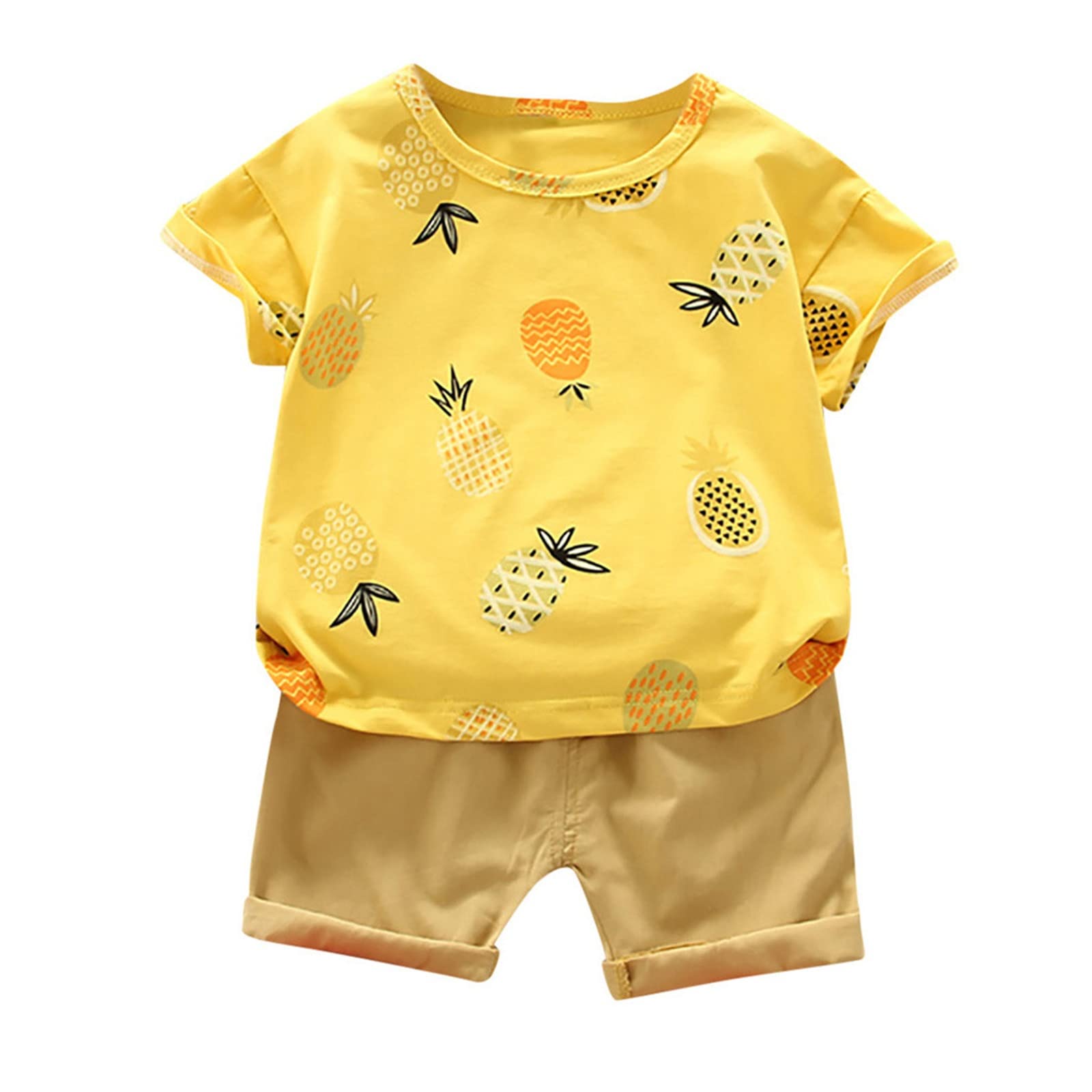 5T Boys Outfit Sets - Winter & Summer Toddler Clothes for Boys & Girls | Short Sleeve Pineapple Floral T-Shirt | Playdate & Outdoor Activities