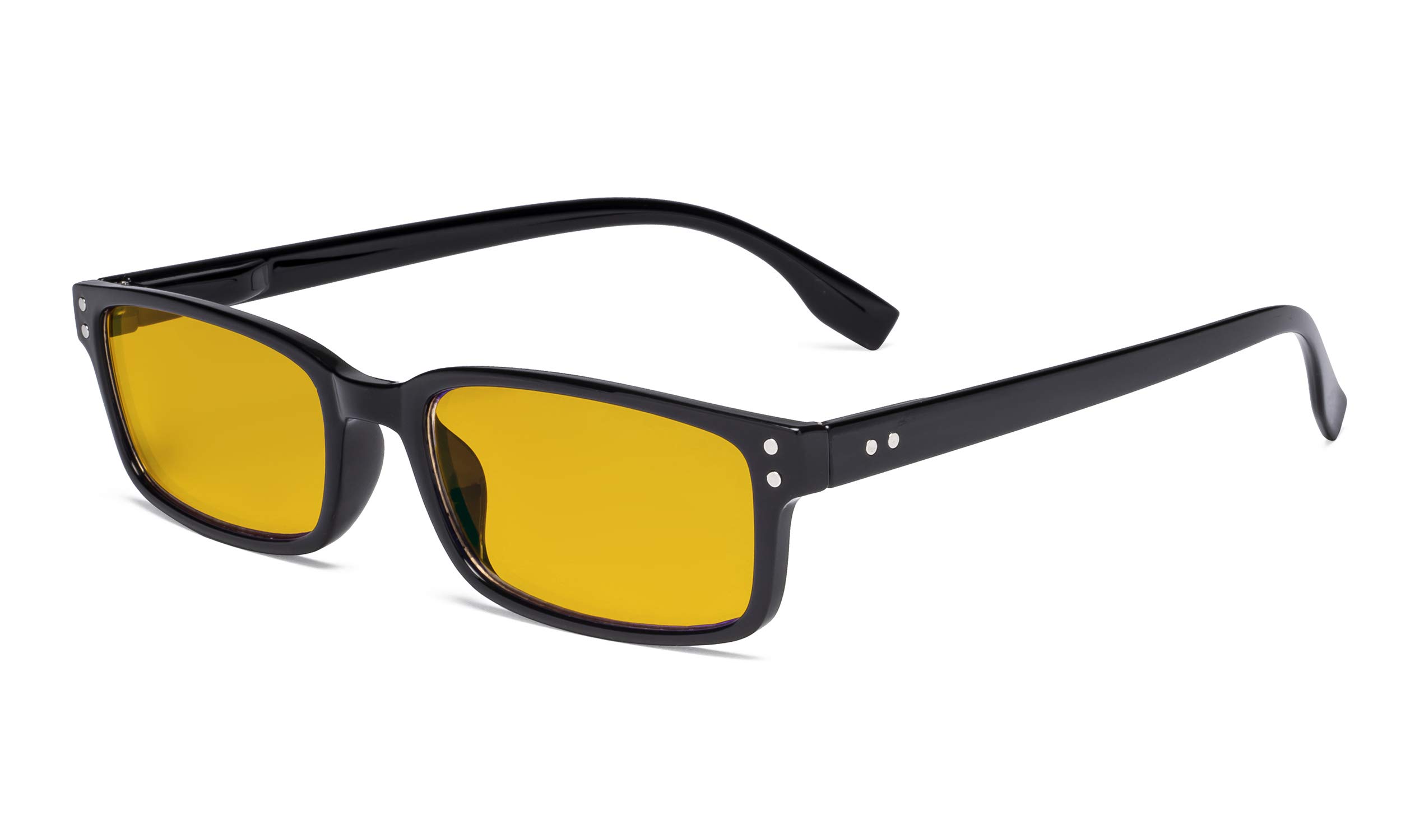 Eyekepper Classic Rectangular Computer Reading Glasses with Spring Hinges & Orange Tinted Lenses - Blue Light Blocking for Office Work, Screen Reading & Digital Eye Strain Relief