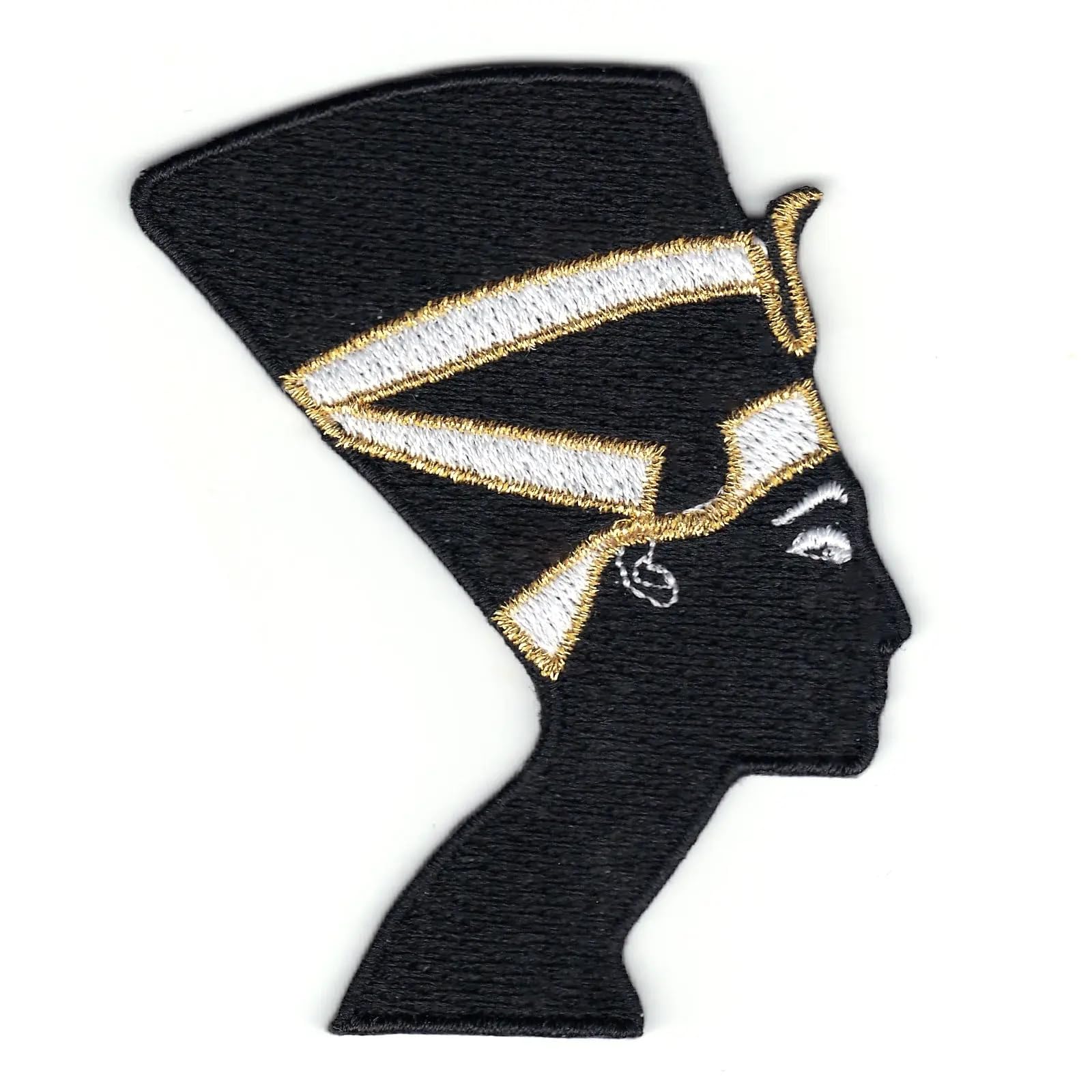 Egyptian Queen Nefertiti Silhouette Iron-On Embroidered Patch - Vintage Royal Portrait for Jackets, Bags & DIY Crafts