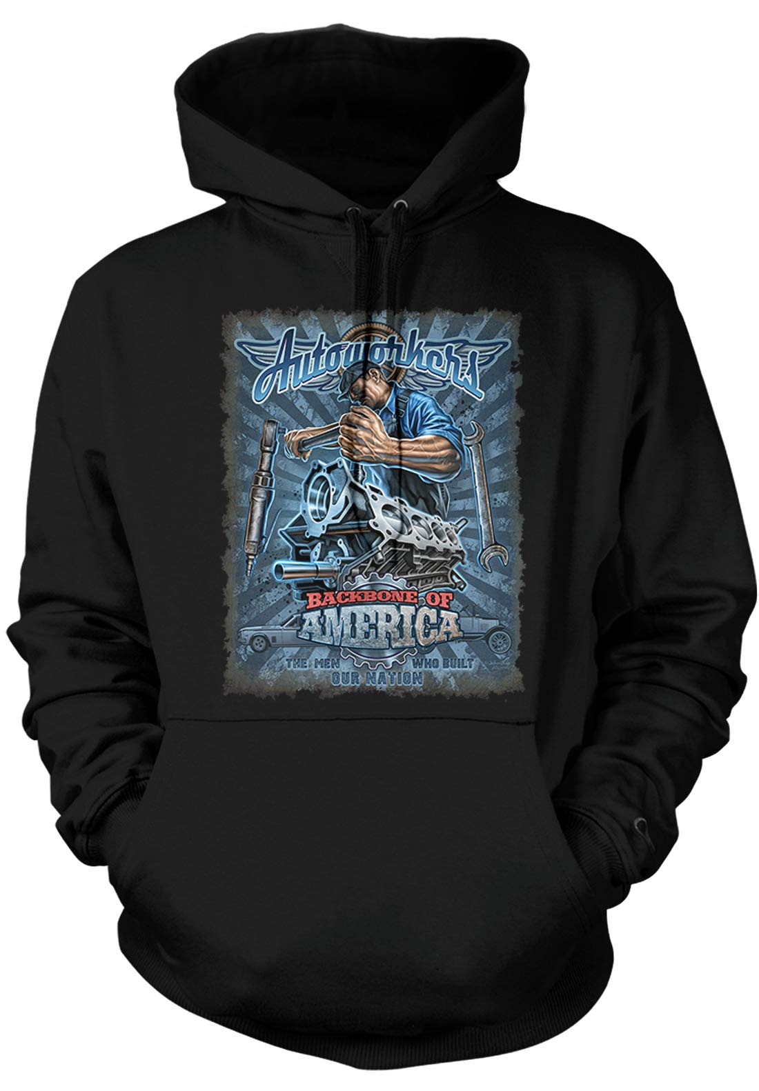 Amdesco Men's Autoworkers Hooded Sweatshirt - American Made Pullover Hoodie for Mechanics & Car Enthusiasts - Perfect for Garage Work, Car Shows & Everyday Wear