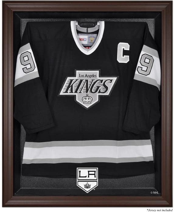 Los Angeles Kings Brown Framed Jersey Display Case - Premium Hockey Jersey Shadow Box for Collectors - Perfect for Home, Office, or Man Cave Decor