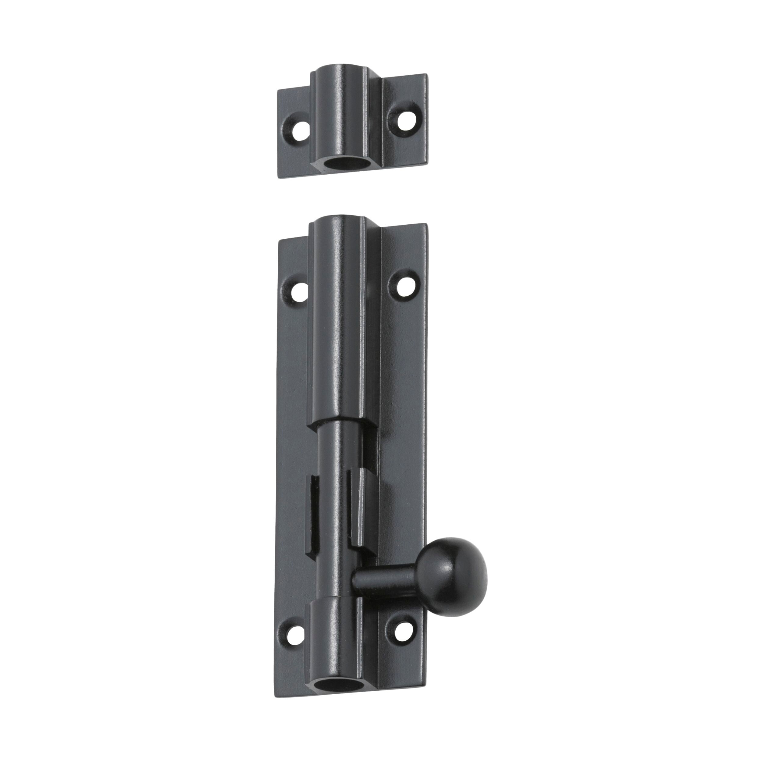 1936 Barrel Bolt Matte Black - 75mm Length x 25mm Width - 7.5mm Bolt Size - Heavy Duty Door & Window Latch for Home Security