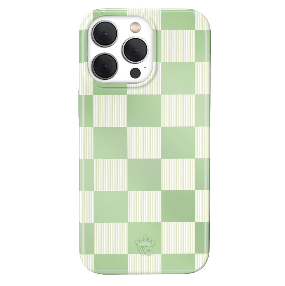 Trendy Pistachio Green Checkered iPhone Case - Stylish Protective Cover for iPhone 12/13/14/15 Pro Max - Perfect for Everyday Use, Travel & Fashion Accessories
