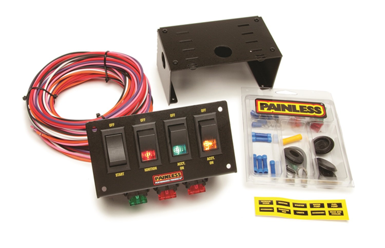Painless Performance 50301 Universal 4-Switch Fused Panel - Perfect for Automotive, Marine & RV Electrical Systems
