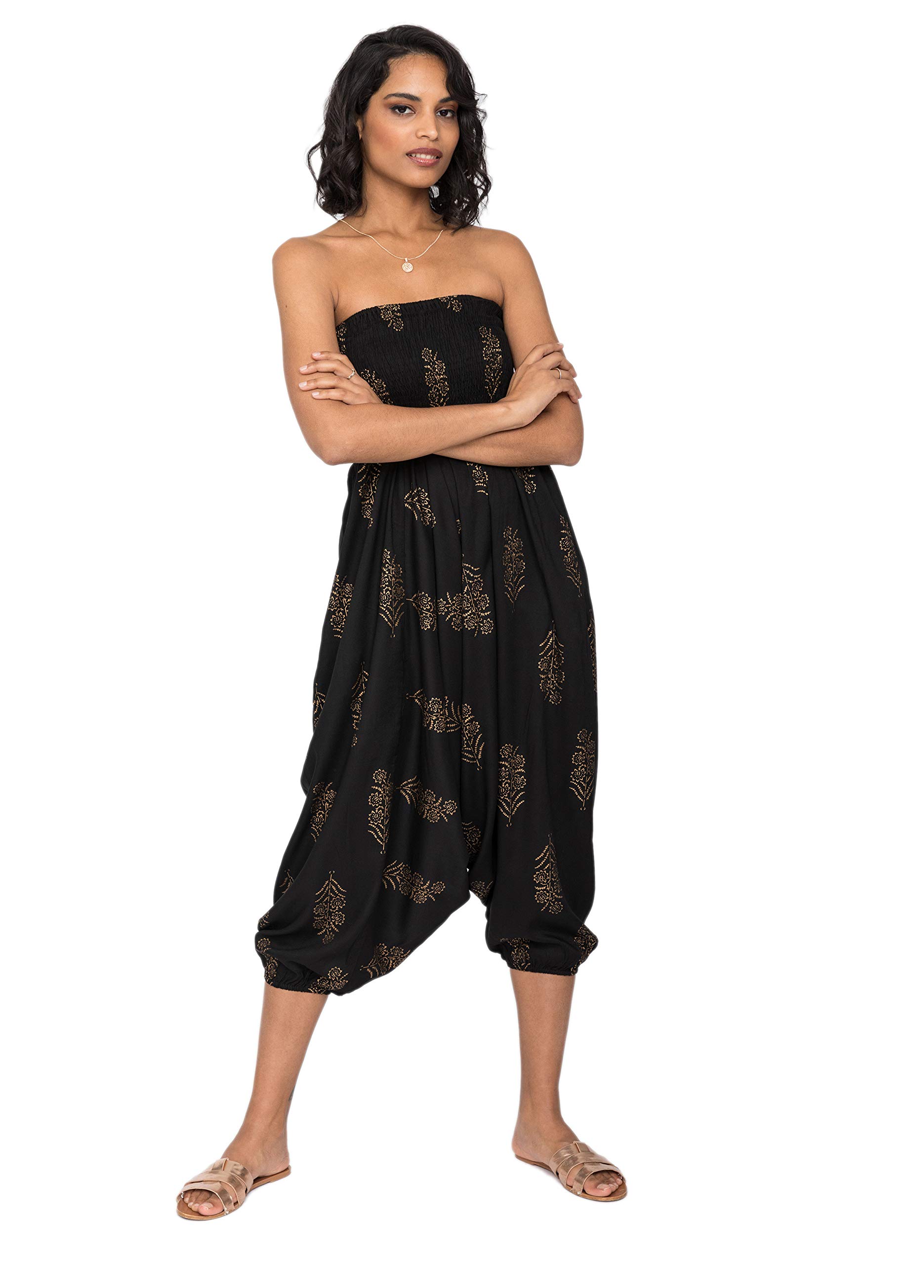 Likemary Women's Harem Pants - 2-in-1 Convertible Genie Jumpsuit | Boho Hippie Lounge Pants for Yoga, Meditation & Festival Wear