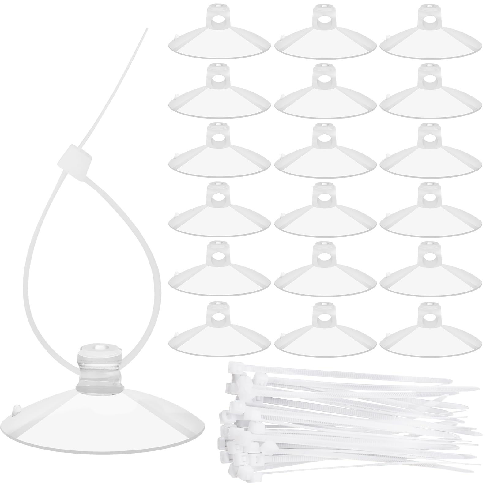 30 Small Aquarium Suction Cups with 50 Adjustable Zip Ties - Secure Cable Management Set for Fish Tanks, DIY Crafts, Festival Decorations | Perfect for Organizing Wires, Hanging Decor & Underwater Plants