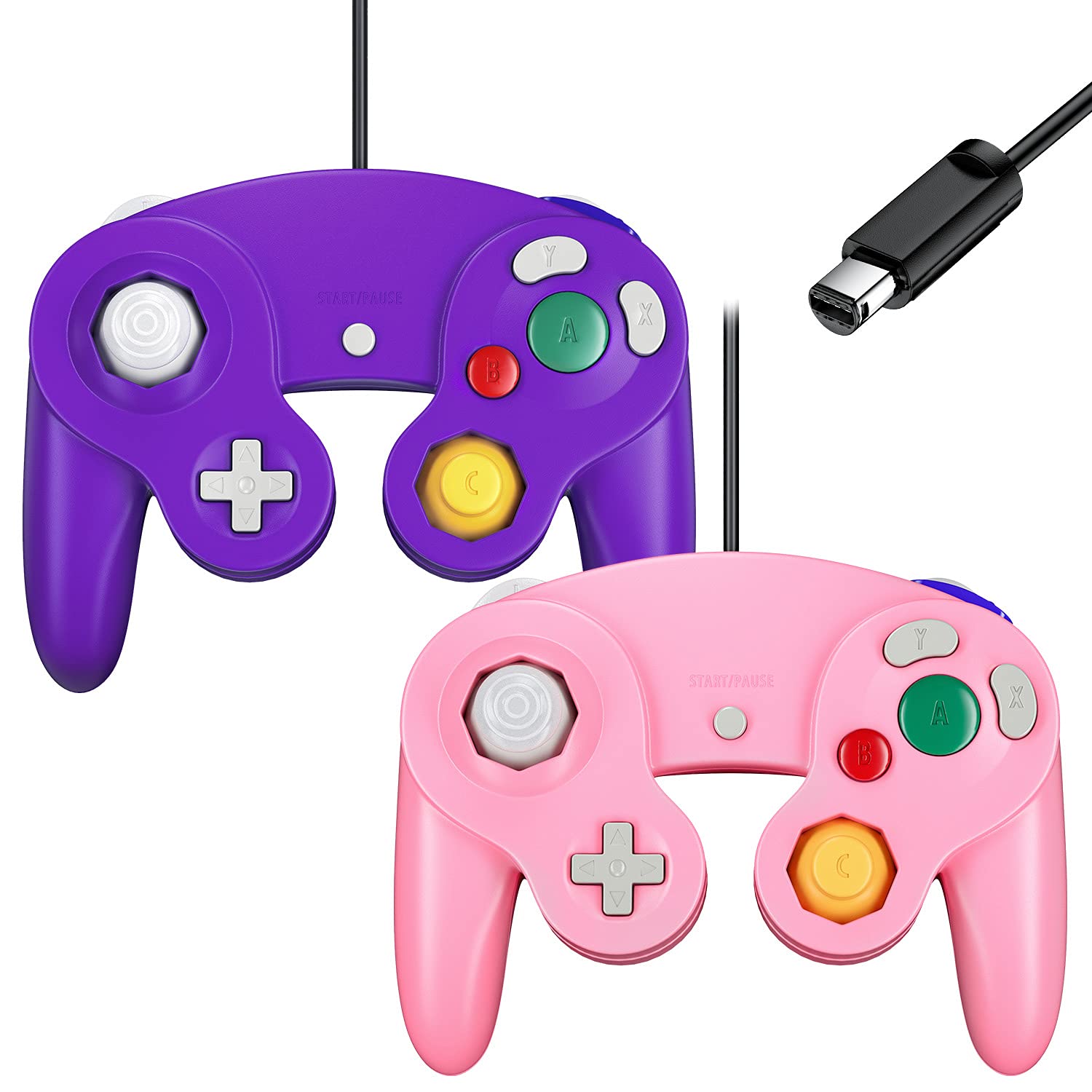 Premium Wired GameCube Controller for Nintendo Wii & GameCube - Enhanced Grip & Durability (Pink/Purple) | Perfect for Super Smash Bros, Mario Kart & Retro Gaming