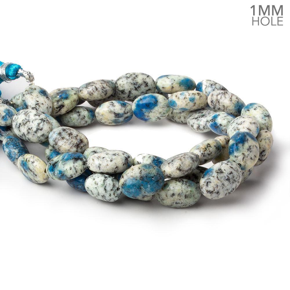 12x9mm to 13x9mm Natural K2 Azurite Granite Jasper Oval Beads - 17 Beads with 1mm Hole - 7.5 Inch Strand for Jewelry Making, DIY Bracelets & Necklaces - Perfect for Bohemian, Handmade & Healing Crystal Designs