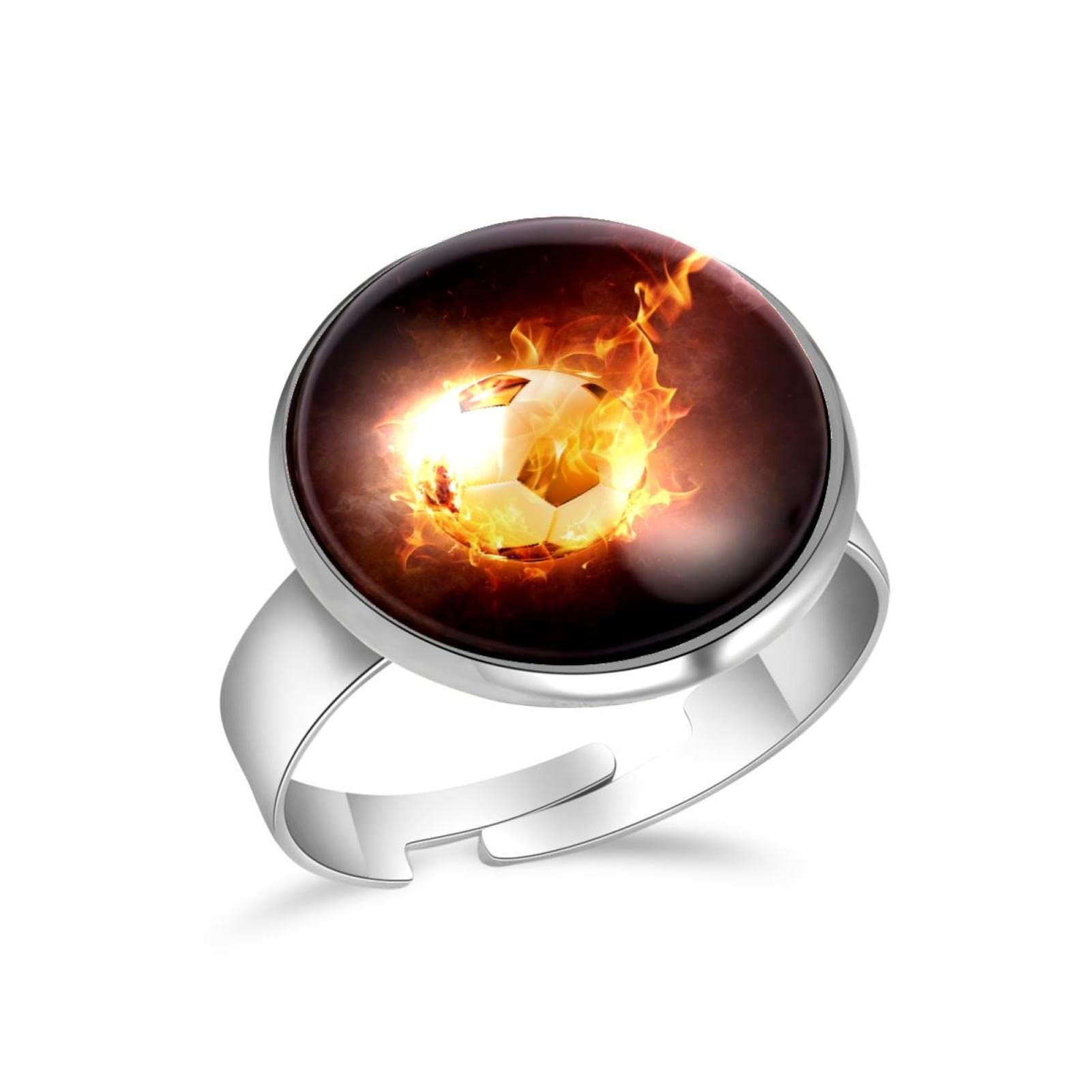 Adjustable Open Rings for Women - Elegant Anniversary & Birthday Jewelry Gifts - Perfect for Football/Soccer Fans & Fire-Themed Fashion - Ideal for Parties, Date Nights & Sports Events