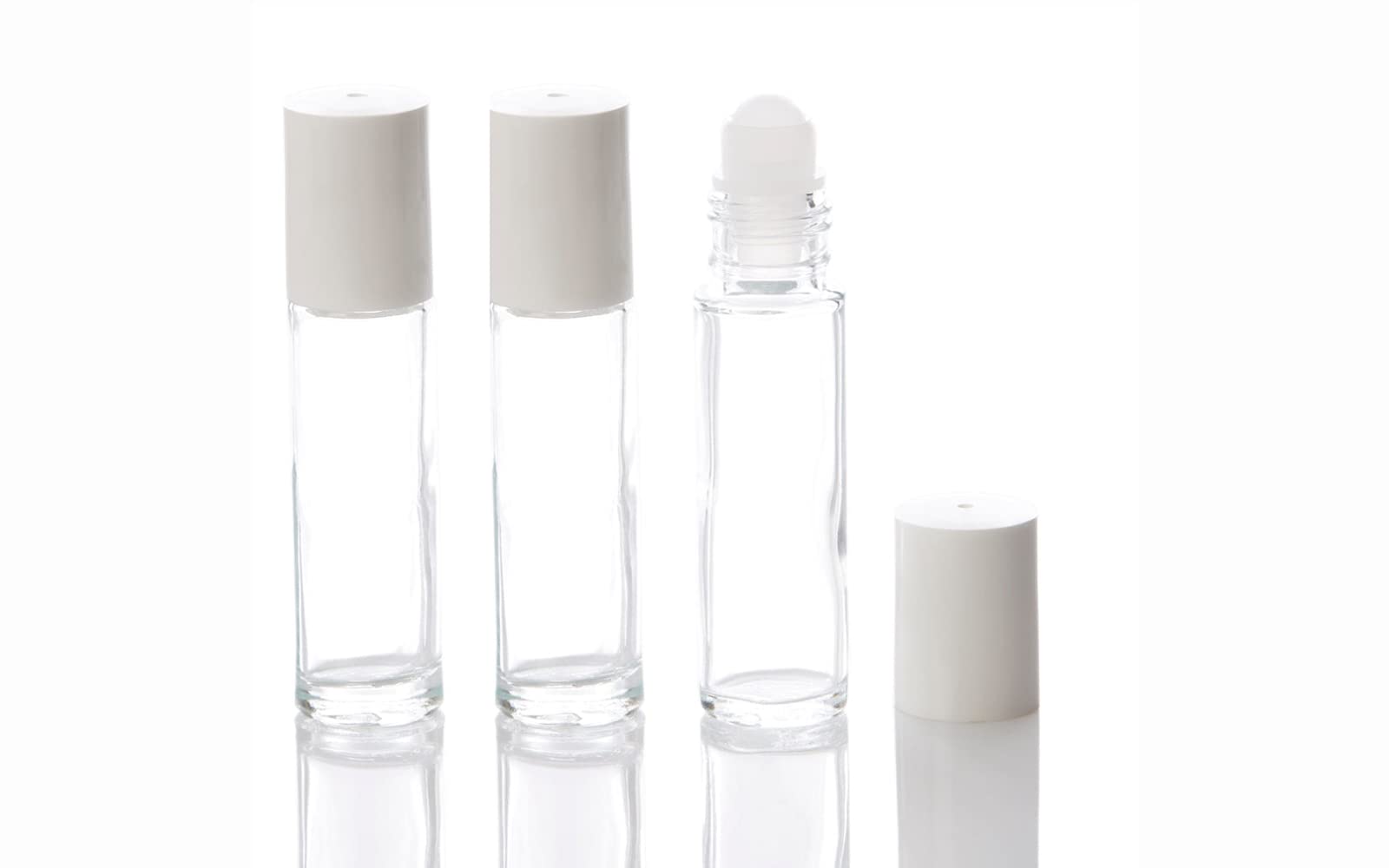 Premium 10ml Refillable Roll-On Glass Bottles for Essential Oils - 3 Pack with White Caps | Perfect for DIY Perfumes, Aromatherapy, Skincare & Travel Use