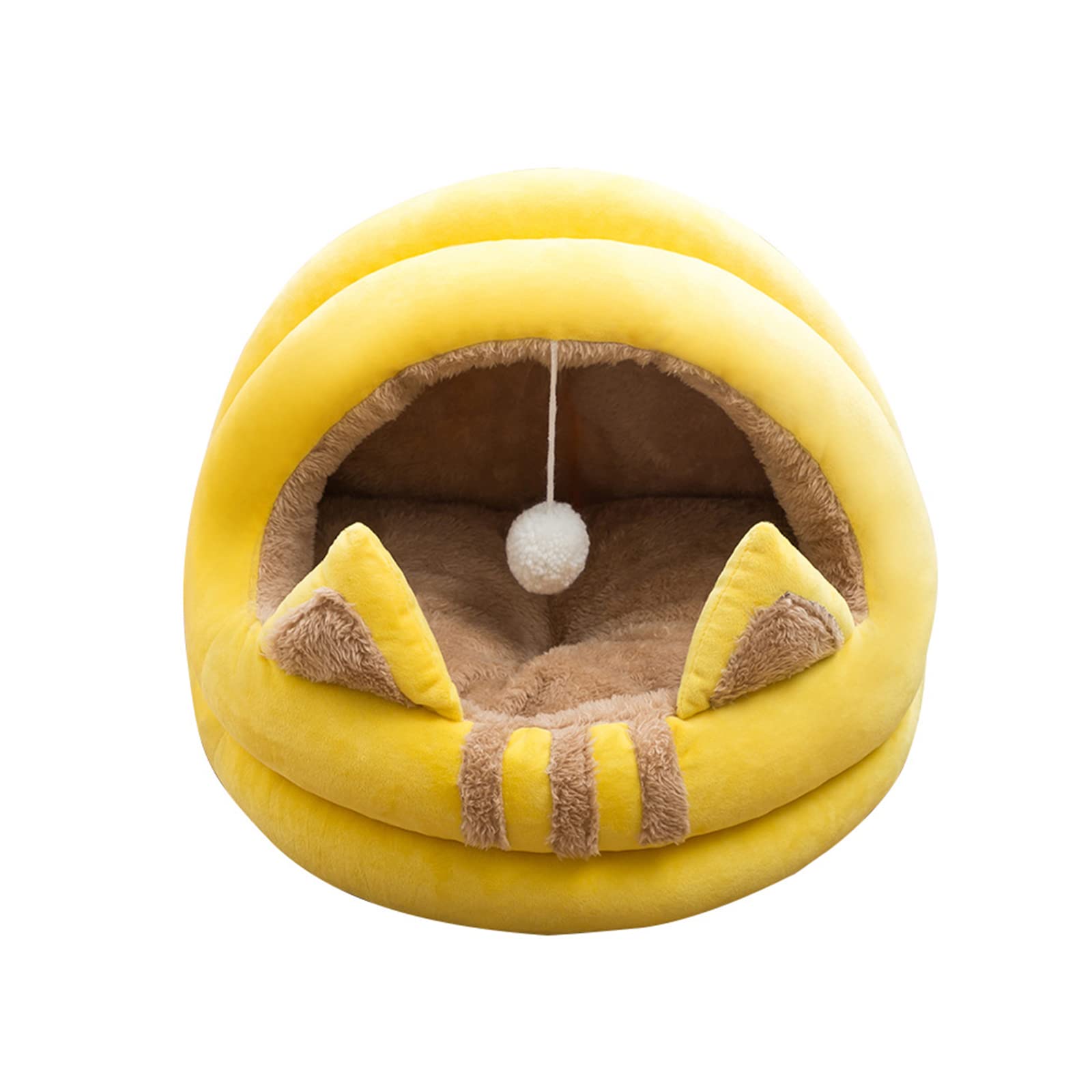 **Orthopedic Cat Bed for Indoor Cats - Soft, Washable & Anti-Slip Pet Cushion for Small, Medium & Large Dogs & Cats - Cozy Cat-Shaped Ear Cave with Hanging Toy - Perfect for Lounging, Napping & Playtime**