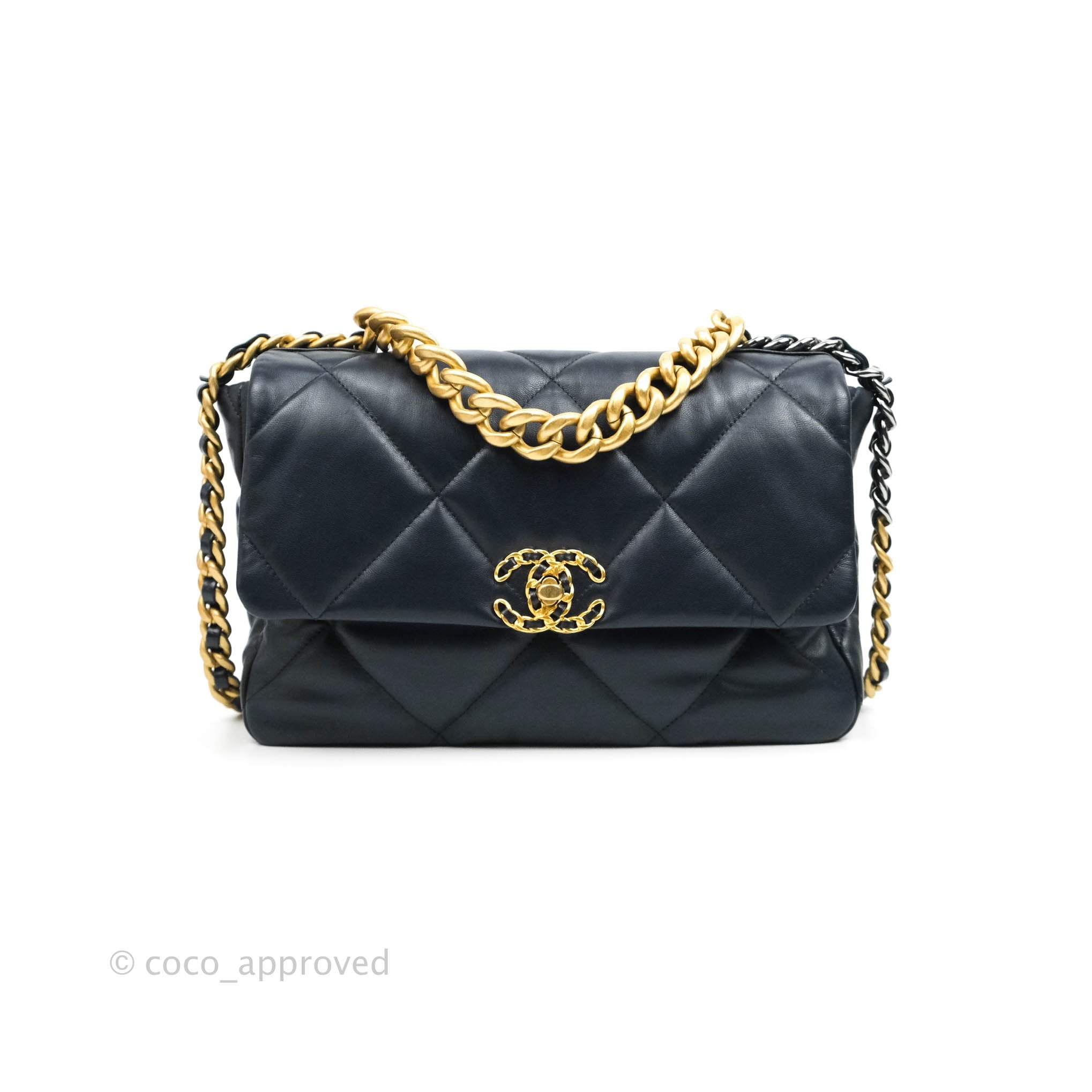 Chanel 19 Medium Flap Bag in Navy Goatskin Leather with Mixed Hardware - Perfect for Work, Travel & Evening Events