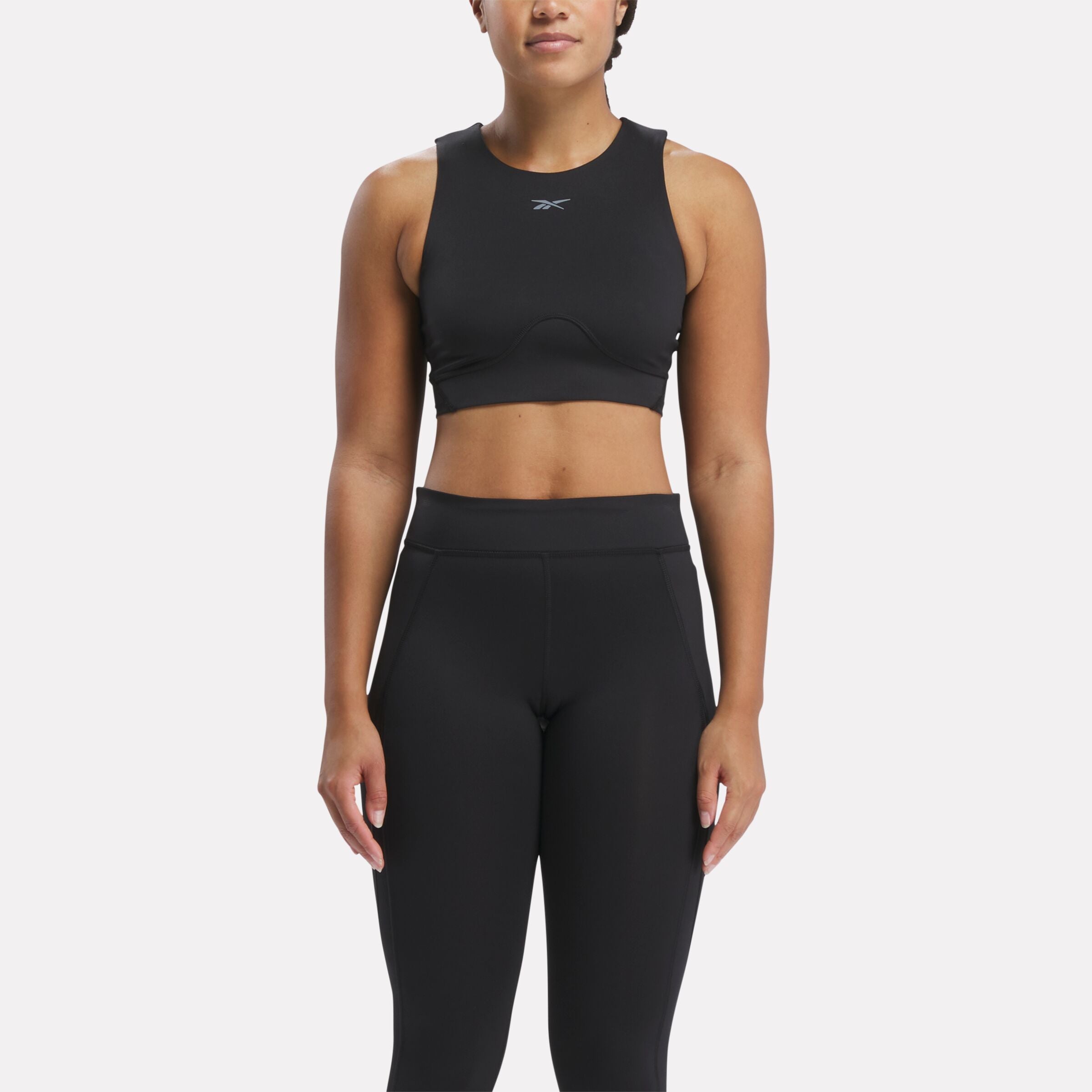 Lux Contour Crop Top Black - Women's Fashion Slim Fit Workout Shirt for Yoga, Gym & Casual Wear
