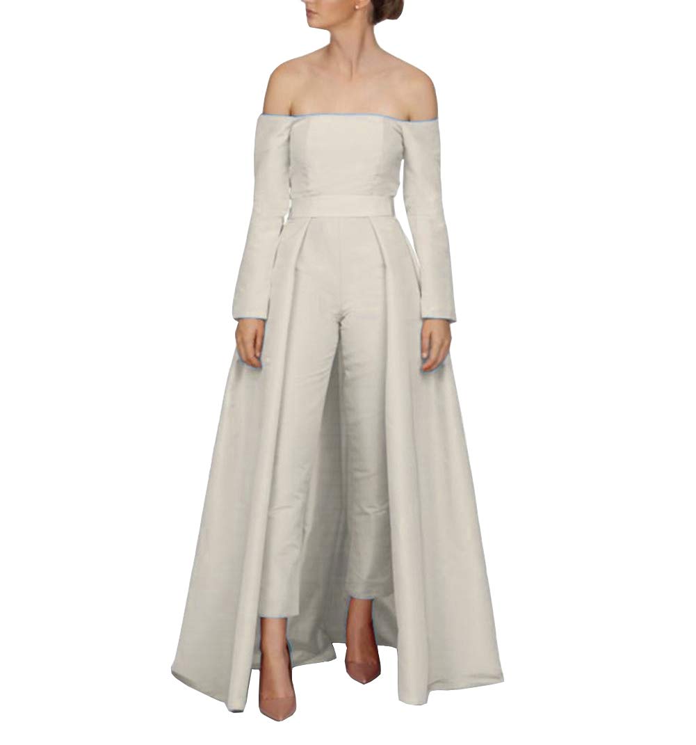 Emanni Women's Elegant Off The Shoulder Prom Dress Jumpsuit with Detachable Skirt - Perfect for Weddings, Parties & Special Occasions