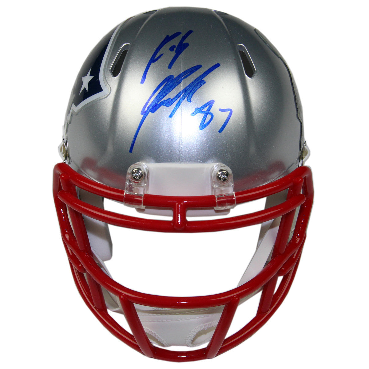 Rob Gronkowski Autographed New England Patriots Super Bowl XLIX Champions Mini Helmet - Collectible NFL Memorabilia for Fans & Sports Enthusiasts