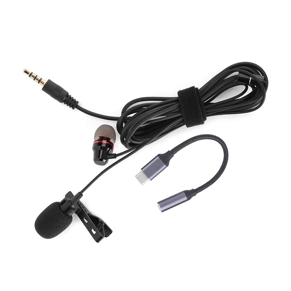 Professional Clip-On Lavalier Microphone - Omnidirectional Condenser Mic with Type-C Adapter for Smartphones, Cameras & PCs - Ideal for Vlogging, Podcasting & Online Meetings (Includes Headset)