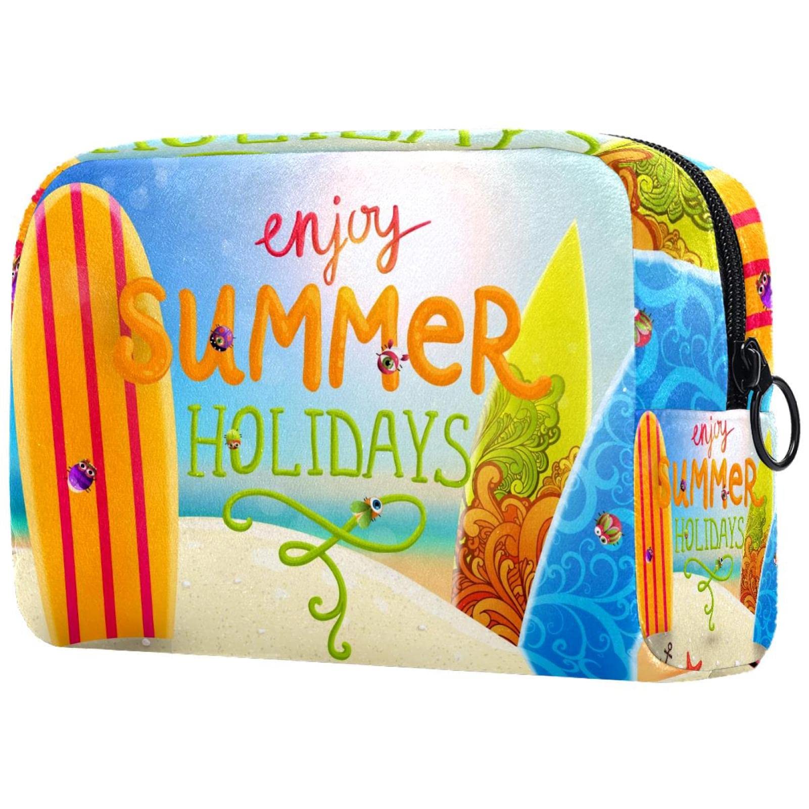 Waterproof Girls Summer Beach Surf Cosmetic Bag - Travel Toiletry Organizer with Cotton Zipper Pouch for Makeup, Business Trips & Vacation Essentials | Perfect for Pool Parties, Beach Getaways and Weekend Travel