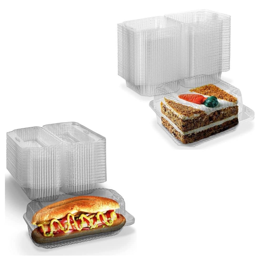 MT Products 40-Pack Clear Plastic Square Hinged Food Storage Containers 5x5x2.75 Inch & 25-Pack Aluminum Foil Half Size 9x13 Inch Baking Pans - Airtight Meal Prep Containers for Kitchen Organization & Disposable Foil Pans for Parties, Catering, and Holiday Cooking