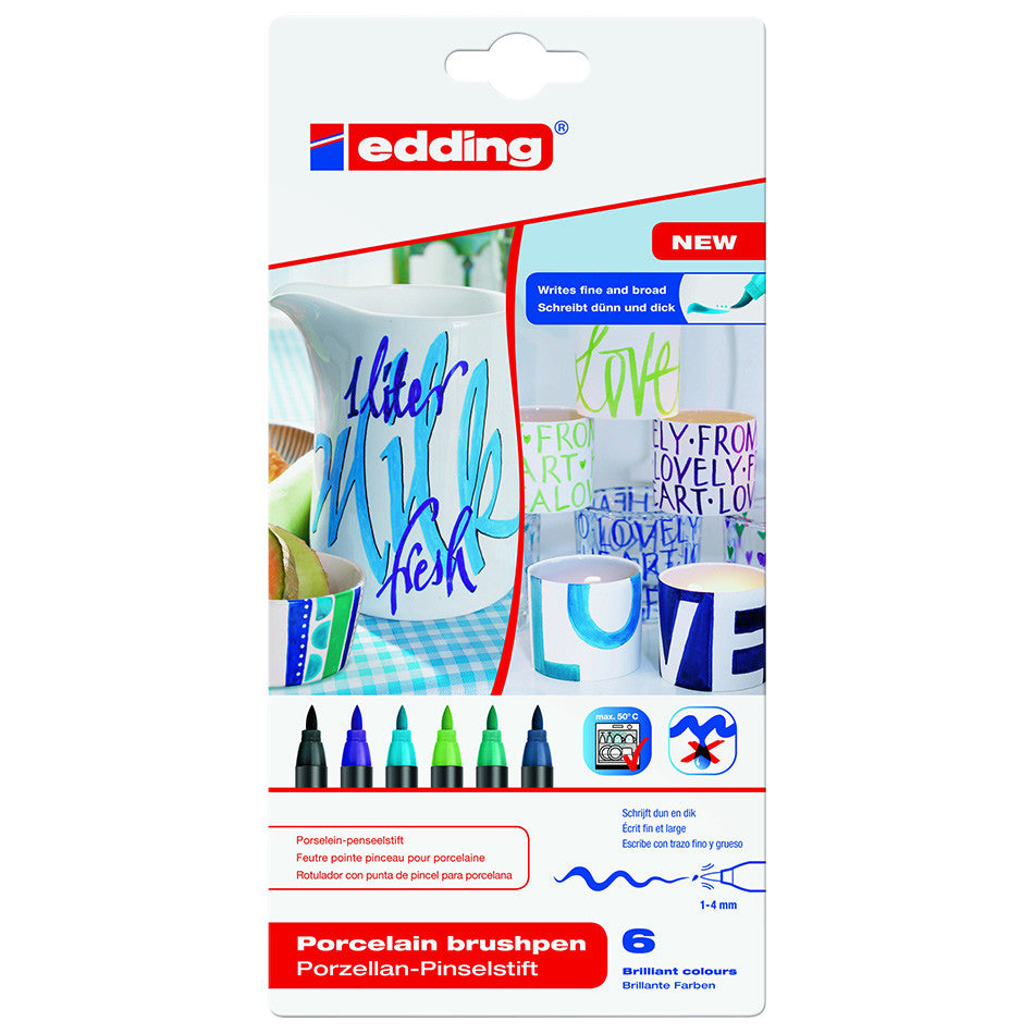 edding 4200 Porcelain Brush Pen Set - 12 Vibrant Colors for Calligraphy, Art & DIY Projects - Perfect for Artists, Crafters & Hand Lettering Enthusiasts