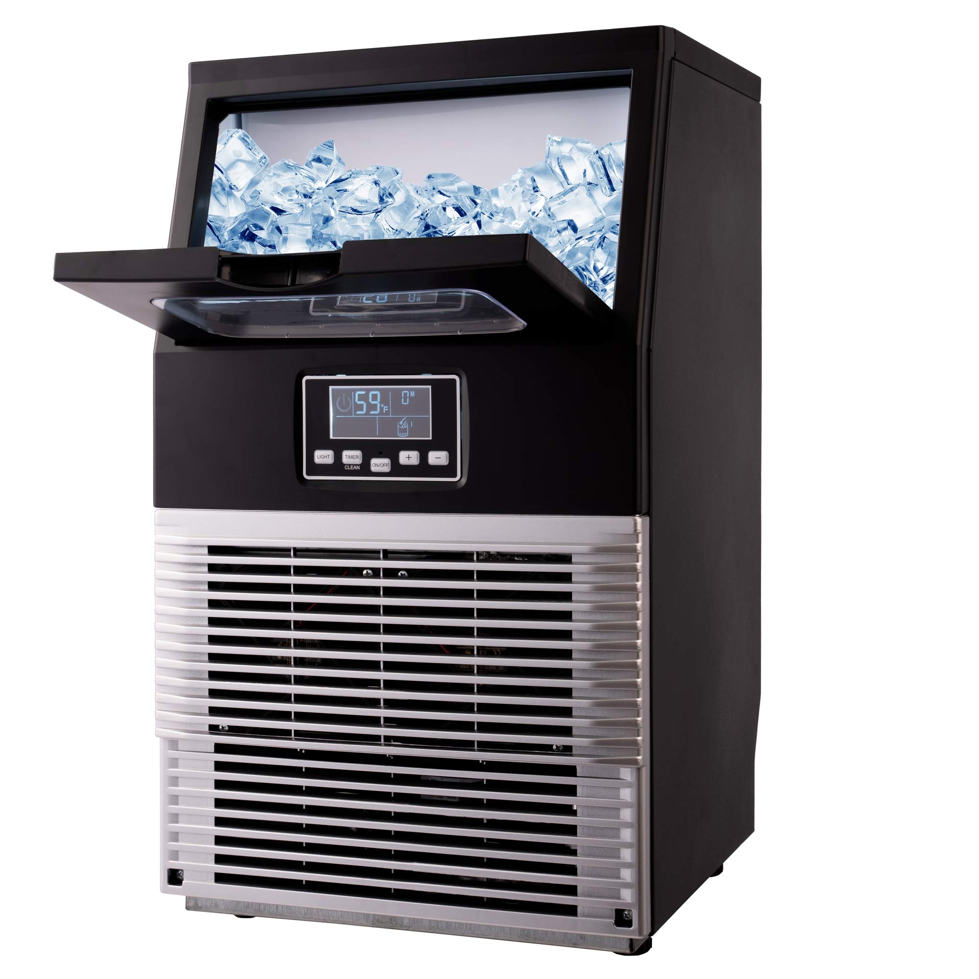 Commercial Ice Maker Machine 66LBS/24H Stainless Steel Under Counter Freestanding with Self-Cleaning & Automatic Water Inlet - Clear Ice Cube Maker with Scoop - Perfect for Cafes, Bars, Restaurants, Home & Office Use