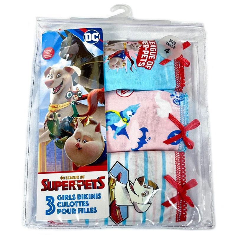 Jellifish Super Pets DC Comics Girls Underwear 3 Pack - Soft Cotton Panties for Kids, Comfortable & Fun Underwear for Girls, Perfect for School, Playtime & Everyday Wear