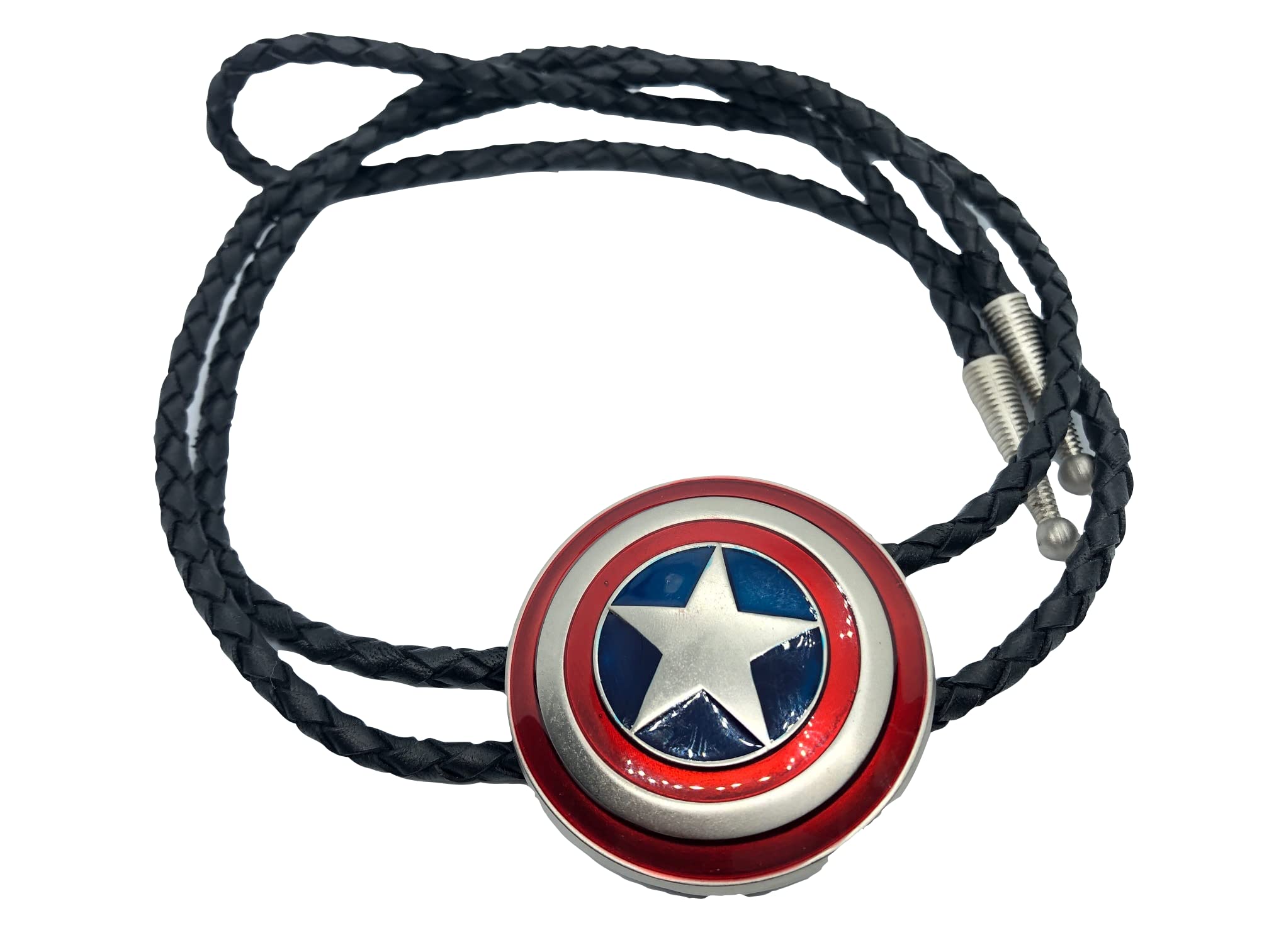 Captain America Bolo Tie - Marvel Superhero Western Neckwear for Men - Perfect for Cosplay, Comic Con, and Western Themed Events