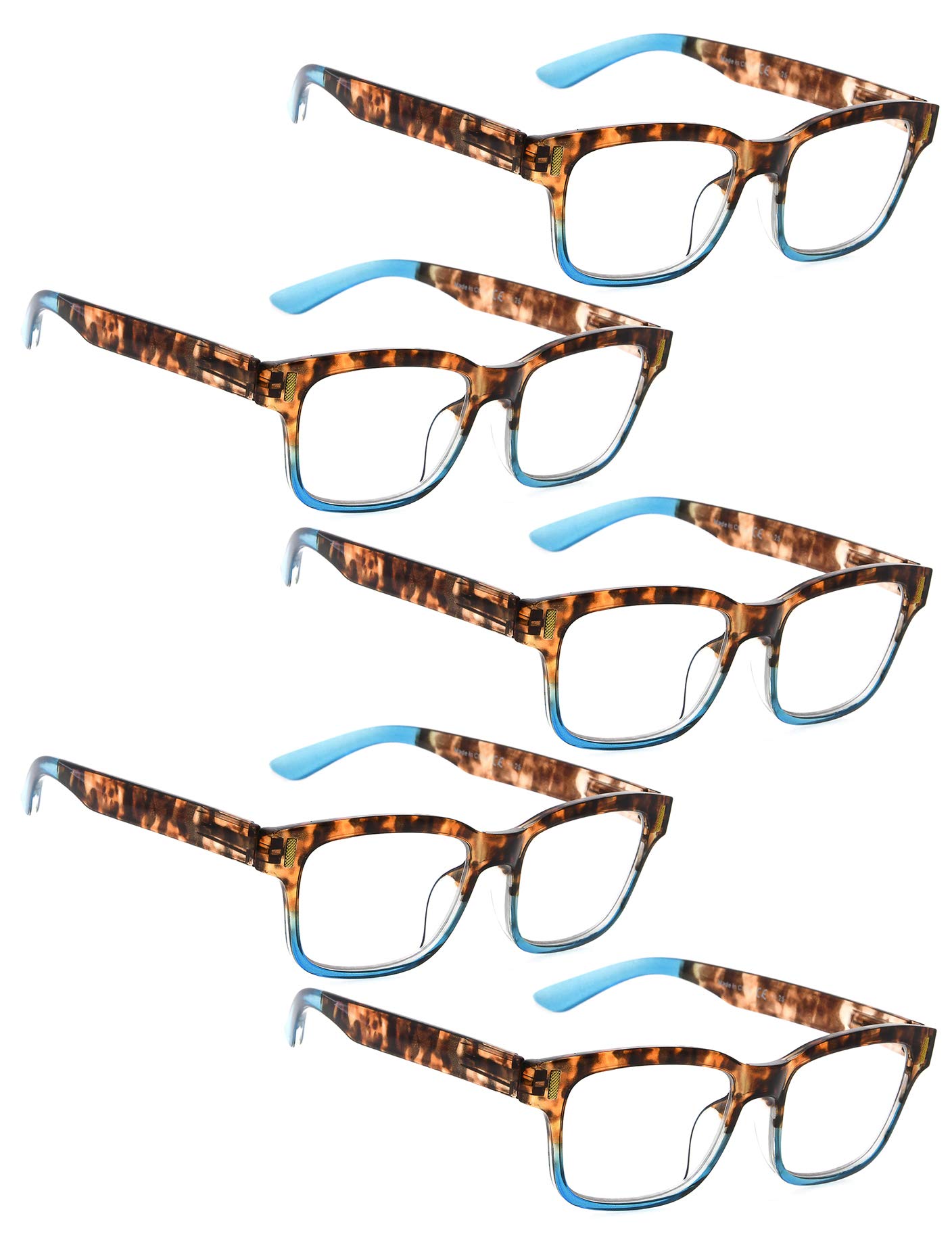 LUR Reading Glasses 5 Pack - Stylish Magnifying Readers for Women & Men, Lightweight Comfort for Reading, Crafts, and Computer Work