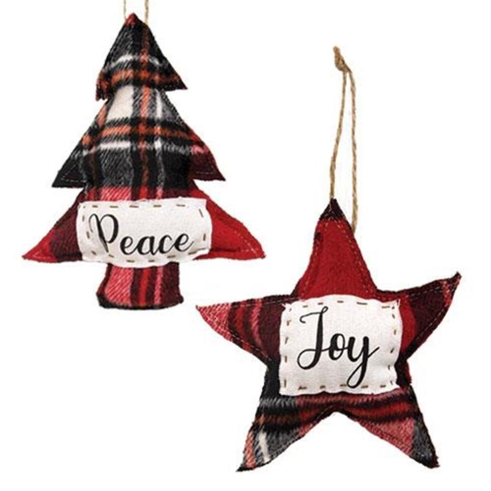 Joy Star & Peace Tree Ornament Set of 2 - Christmas Tree Decorations for Holiday Home Decor - Perfect for Xmas Tree, Gift Exchange & Festive Party Decorations