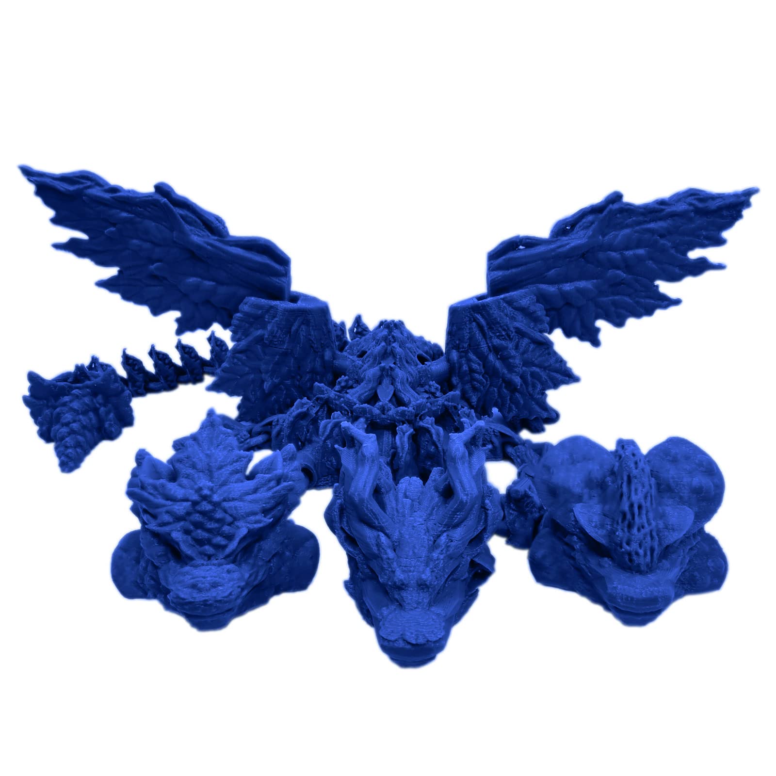 3D Printed Three-Headed Dragon Figurine with Movable Joints - Collectible Home Decor for Stress Relief & Display (Sea Blue)