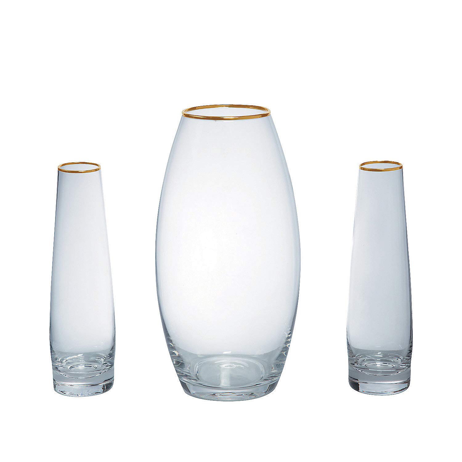 Elegant Sand Ceremony Cylinder Set with Gold Trim - 3-Piece Wedding Unity Vase Kit for Beach Weddings, Home Decor & Anniversary Gifts