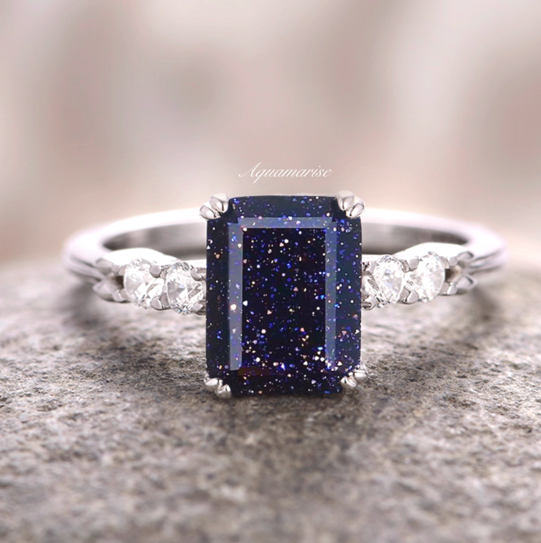 Starry Night Engagement Ring - 14K White Gold Diamond Wedding Band for Women, Perfect for Proposals, Anniversaries & Romantic Occasions