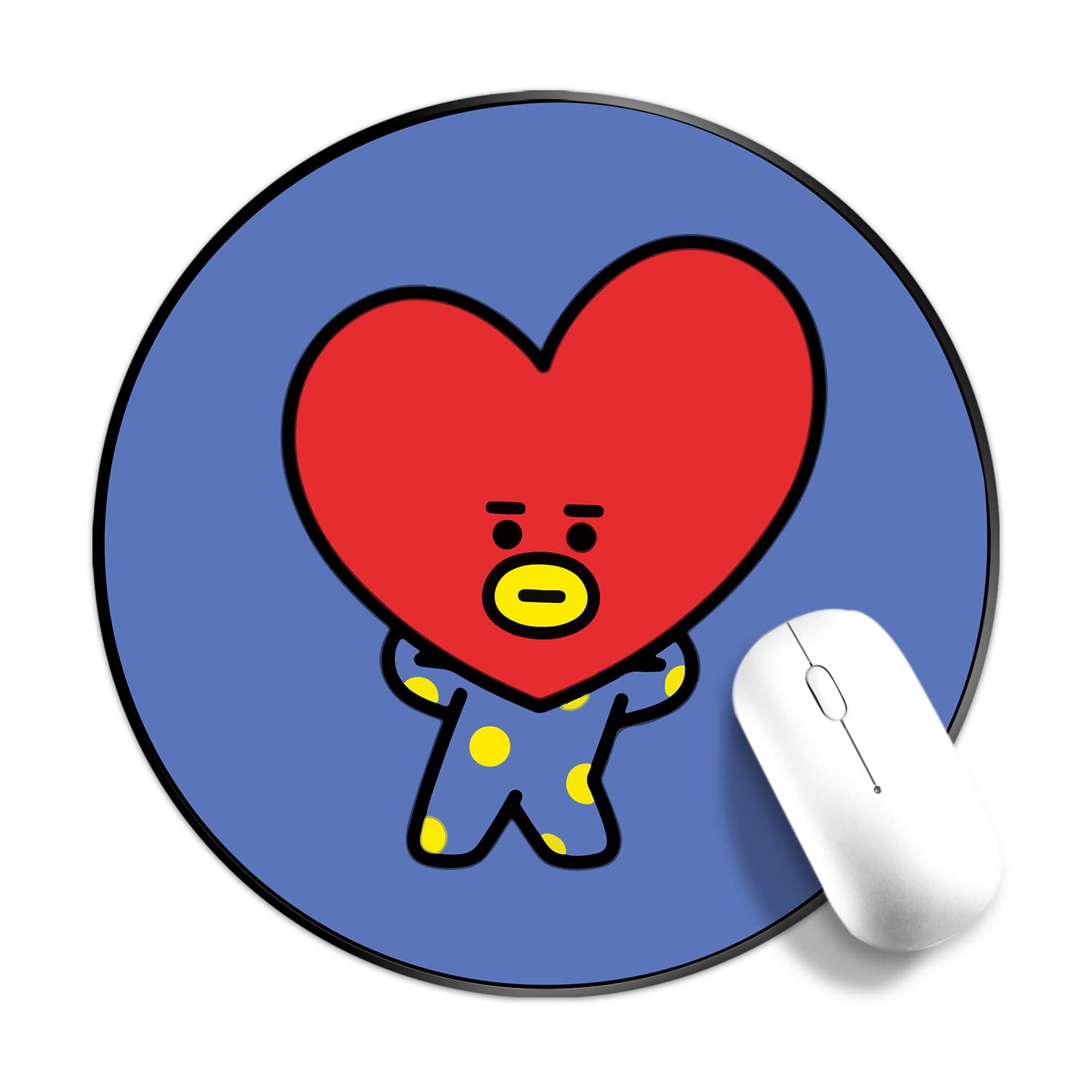 Kpop Army Mouse Pad - Cute Cartoon Anime Non-Slip Round Rubber Desk Mat for Laptop & Computer (TATA Design) - Perfect for Kpop Fans, Gaming & Office Work