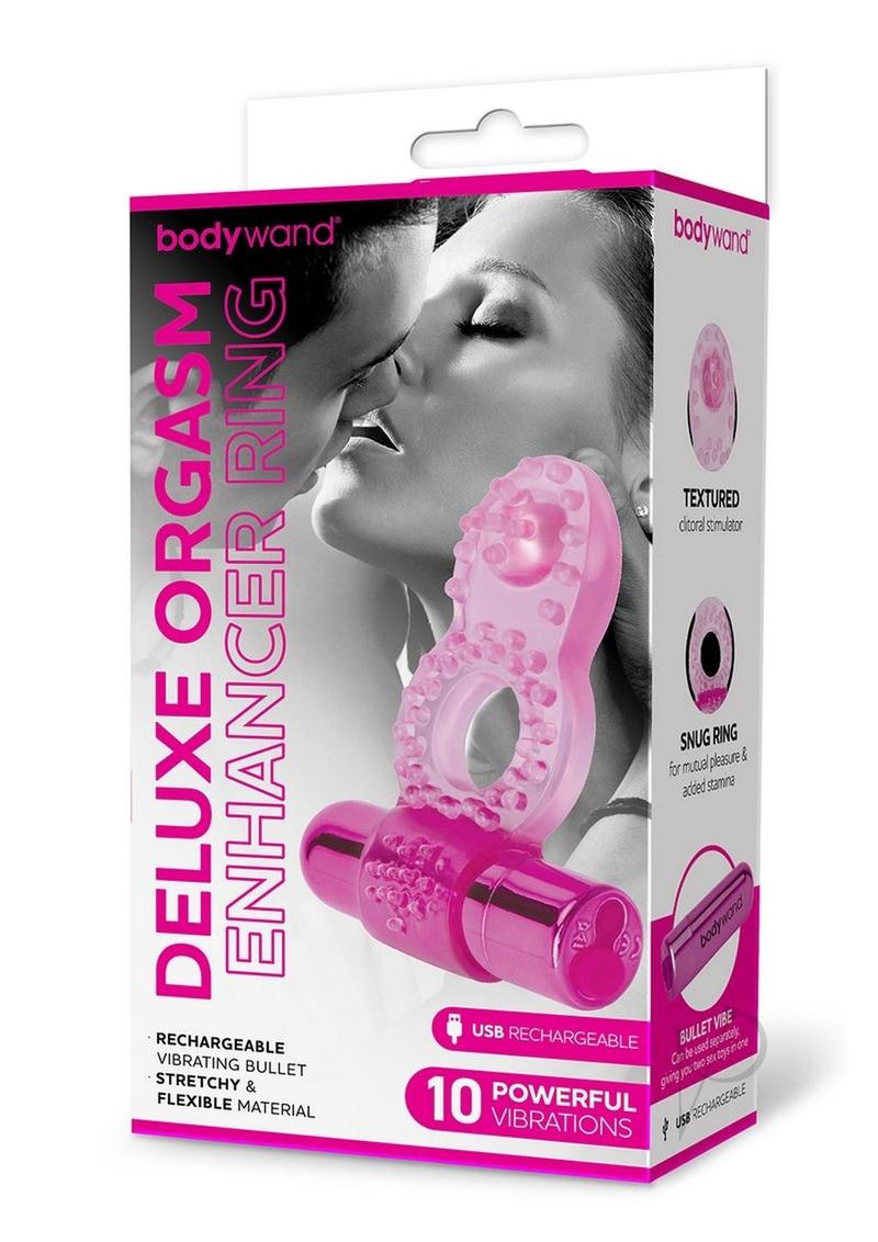 Bodywand Deluxe Rechargeable Silicone Orgasm Enhancer Ring for Women - Pink | G-Spot & Clitoral Stimulation | Perfect for Couples Play & Solo Pleasure