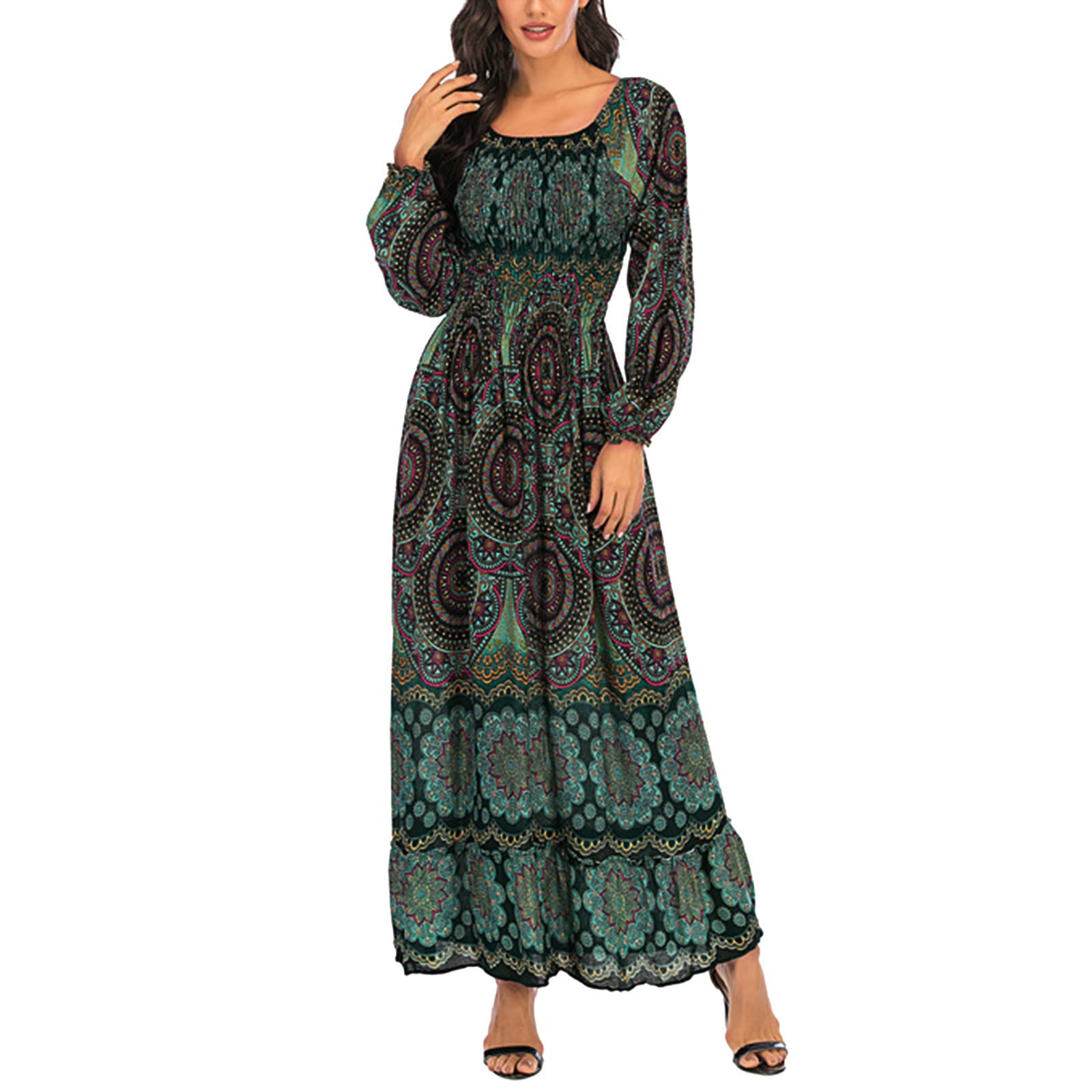 Women's Summer Dresses 2024 - Flowy Bohemian Maxi Dress with Sun Protection, Beach Cover Up Skirt for Vacation, Pool Party & Outdoor Date Night