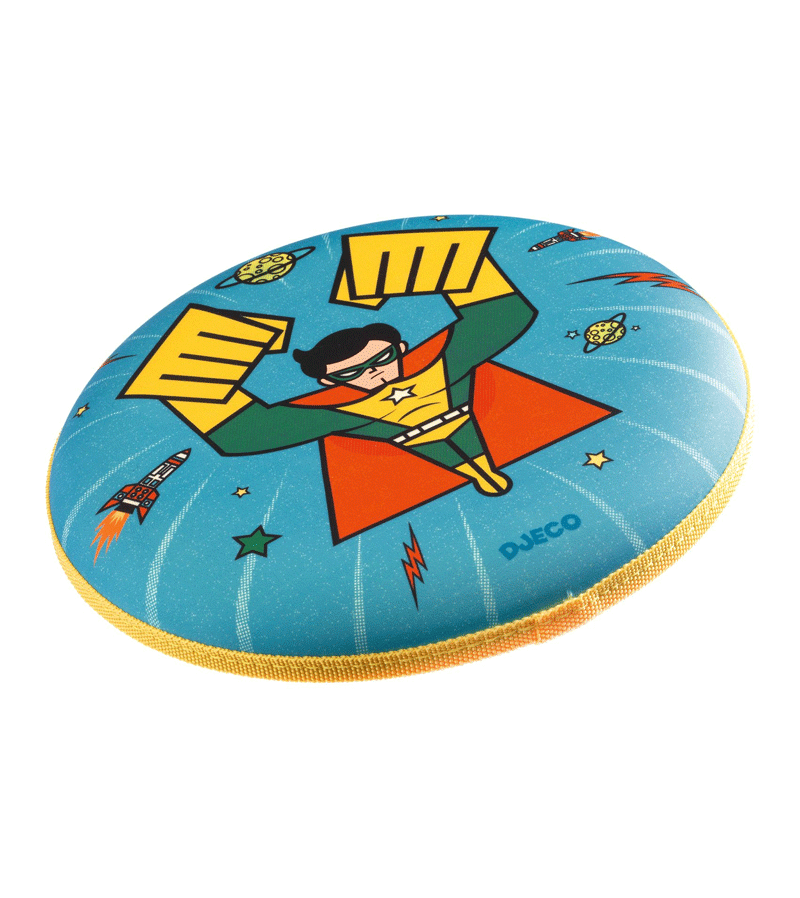 Super Hero Flying Disc Frisbee by Djeco - Outdoor Sports Toy for Kids & Adults - Perfect for Beach, Park, and Backyard Games
