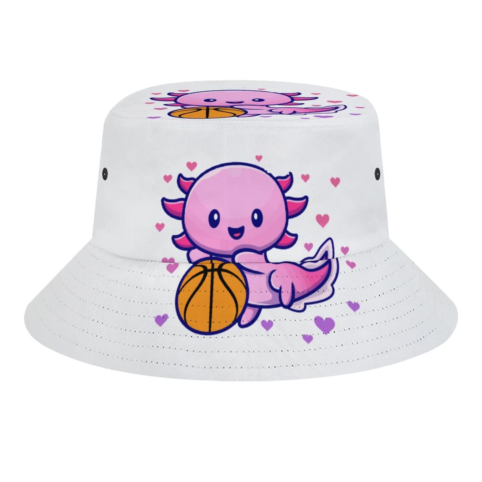 Stylish Unisex Axolotl Bucket Hat - Lightweight Washed Cotton Summer Sun Hat for Men & Women - Perfect for Beach, Travel, and Outdoor Adventures