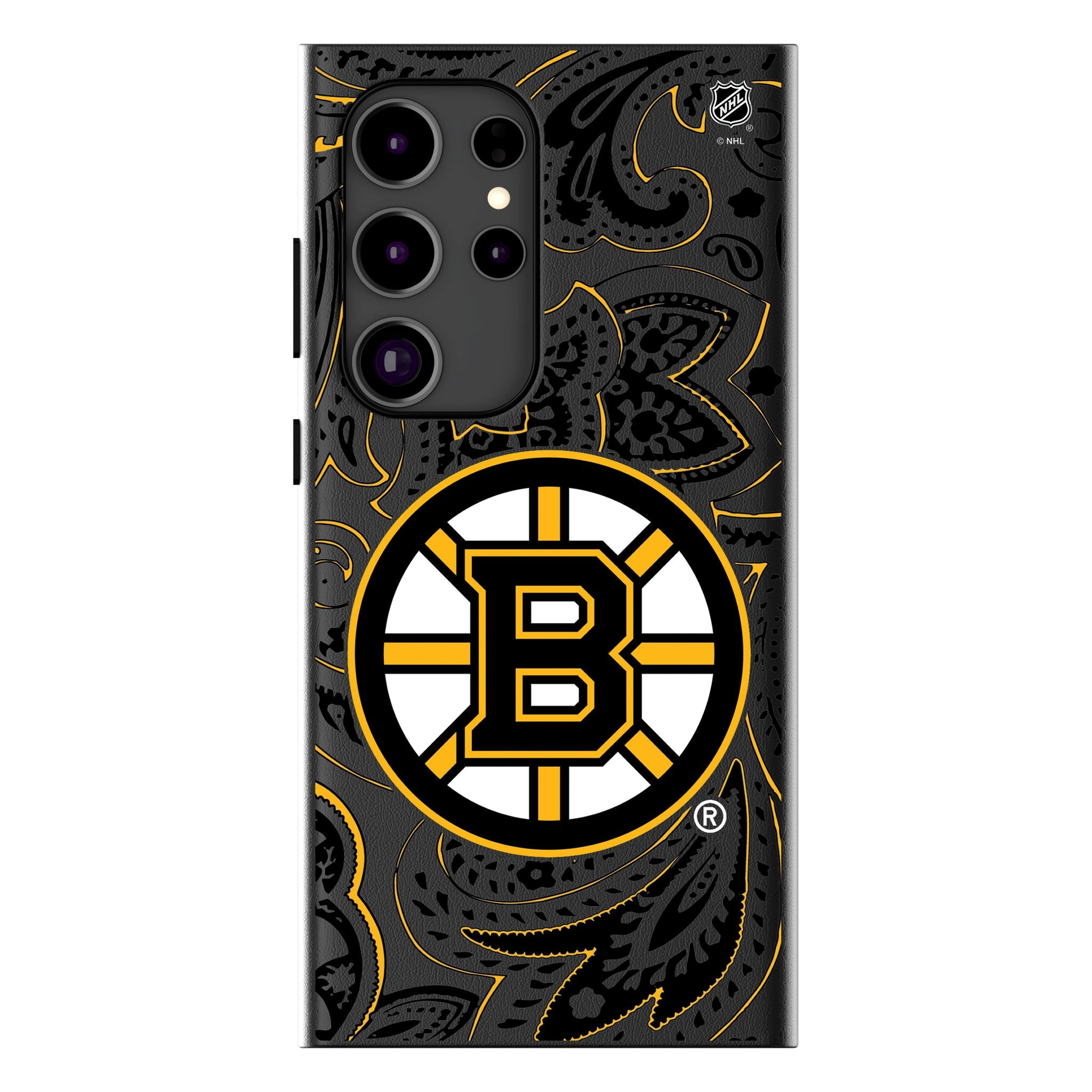 Boston Bruins Paisley MagSafe Compatible Phone Case for Samsung Galaxy S23/S22/S21 - Durable Protective Cover with Magnetic Alignment for Wireless Charging - Perfect for Hockey Fans & Game Day Accessories
