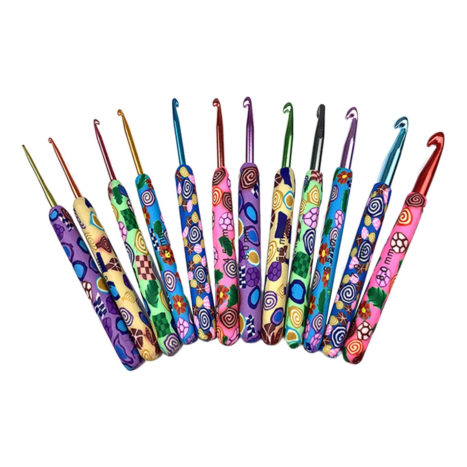 Predolo 12-Piece Crochet Hooks Set with Soft Ergonomic Handles - Multi-Color Knitting Needles for Beginners - Perfect for DIY Yarn Crafts, Amigurumi, and Blanket Making