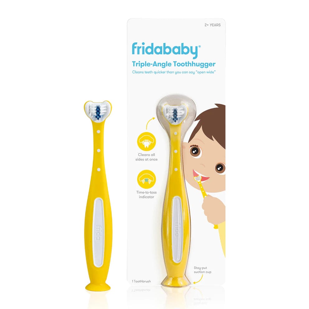 Fridababy SmileFrida 2.0 Triple Angle Toothhugger Baby Toothbrush - Gentle Infant Oral Care for First Teeth - Perfect for Newborns & Toddlers at Home or Travel