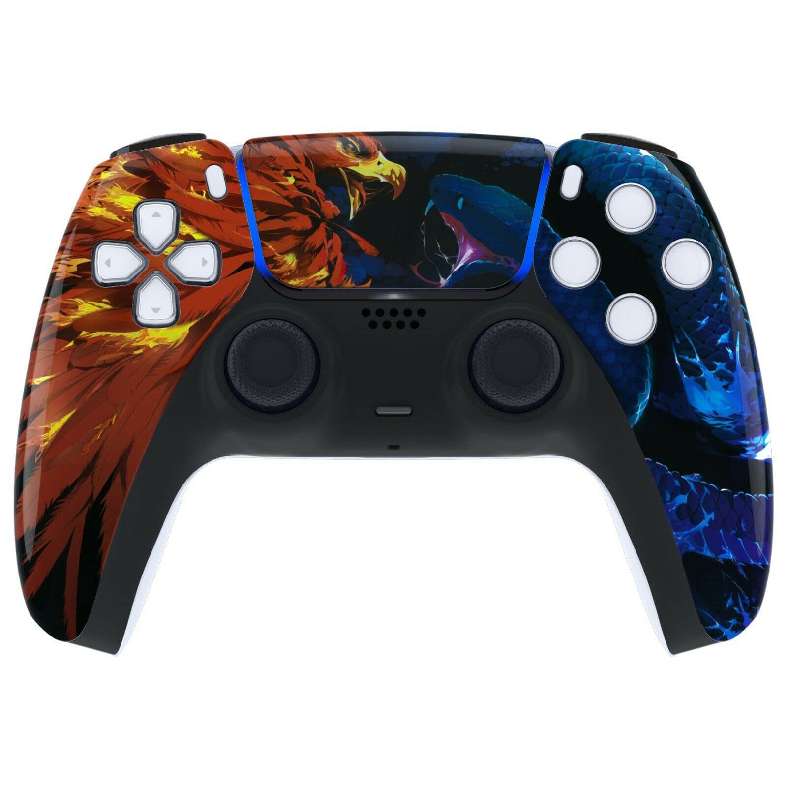 Custom Wireless PS5 Controller - Hand Airbrushed Gaming Pad with Unique Designs (Bird vs Snake) | Perfect for Competitive Gaming & Gift Giving