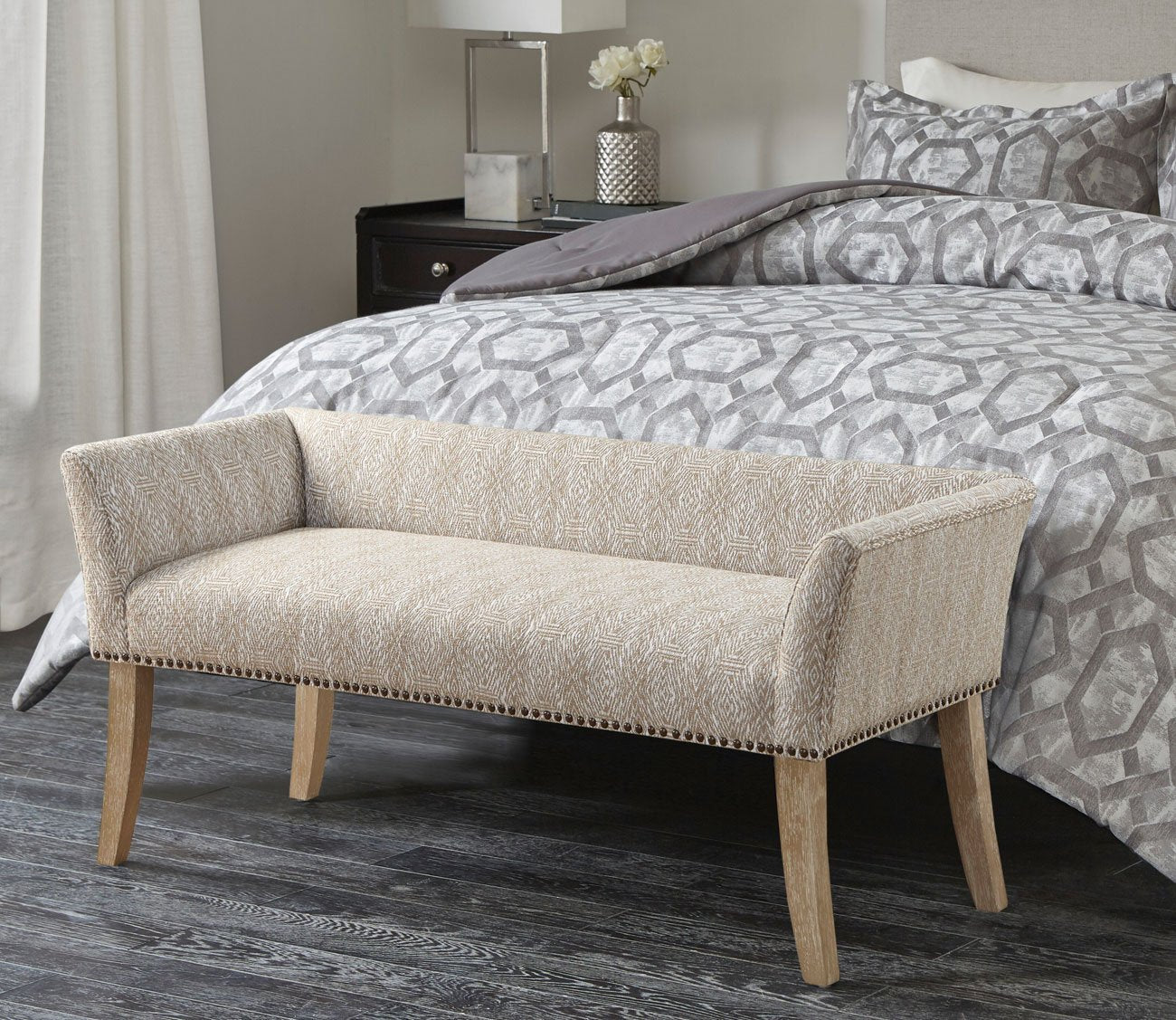 Madison Park Welburn Upholstered Accent Bench with Button Tufting - Modern Living Room Storage Ottoman - Perfect for Bedroom, Entryway, or Hallway Decor
