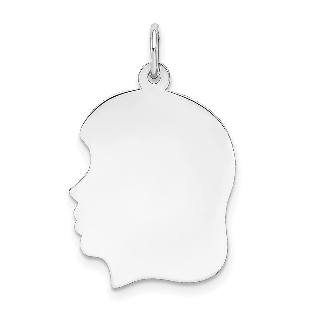 14K White Gold Engravable Baby Disc Charm Necklace - Medium 0.018 Depth Facing Left Pendant for Women, Personalized Jewelry Gift for Her, Perfect for Baby Showers, Christenings & Mother's Day