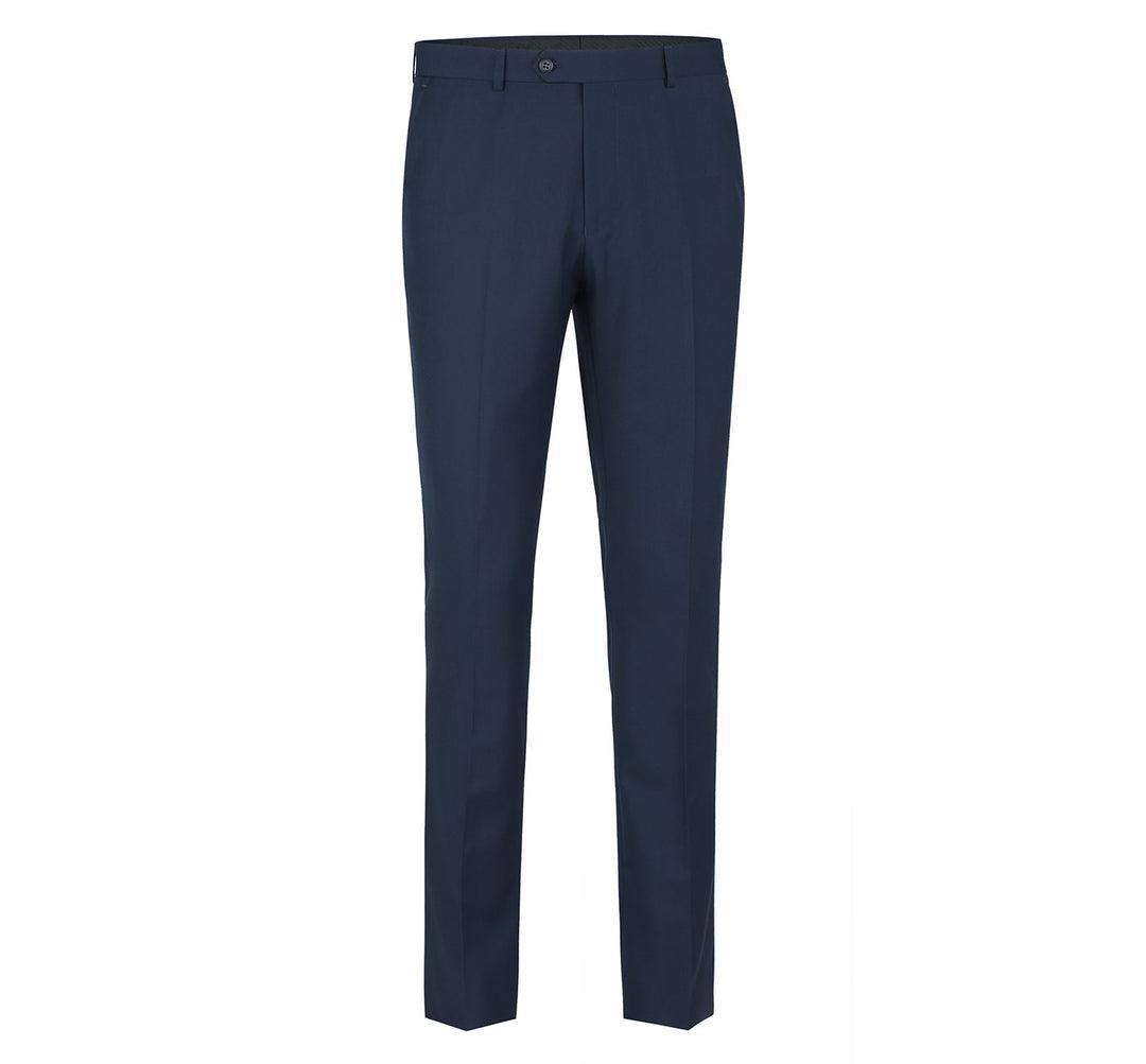 Men's Navy Flat Front Dress Pants - Slim Fit Chino Trousers for Business Casual & Office Wear