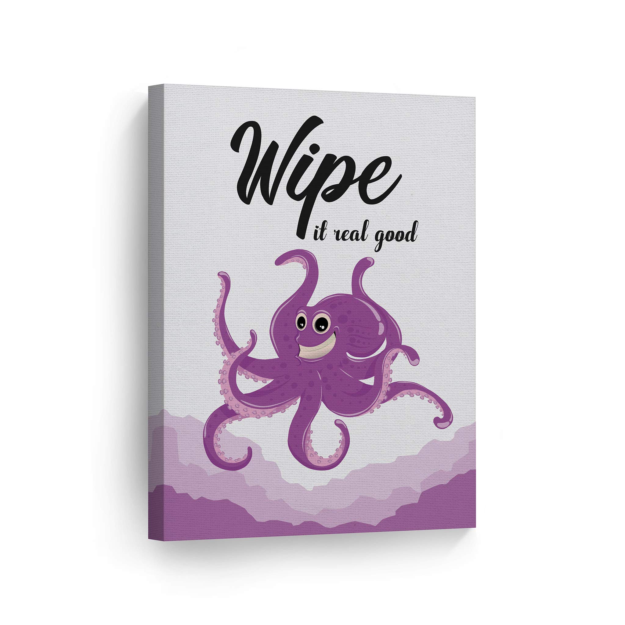Smile Art Design 'Wipe It Real Good' Funny Quote Canvas Print - Bathroom Wall Decor, Nursery Wall Art, Home Decoration (40x30 Inches, Ready to Hang, Made in USA) - Perfect for Kids' Bathrooms, Playrooms & Humorous Home Décor