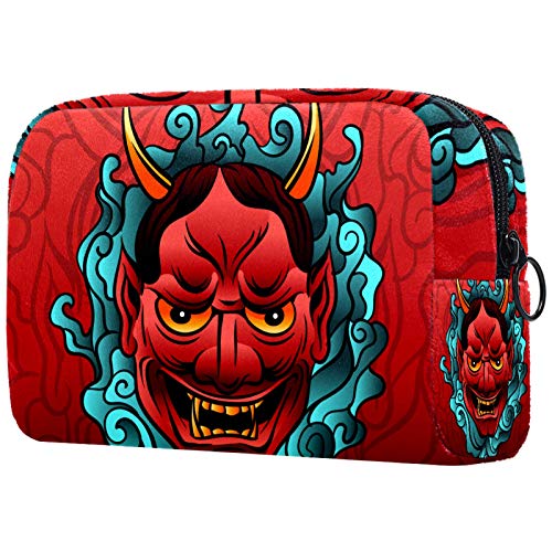 Japanese Oni Tattoo Design Travel Toiletry Bag - Waterproof Cosmetic Makeup Organizer Pouch with Zipper for Women & Men | Perfect for Vacation, Gym, Camping Essentials