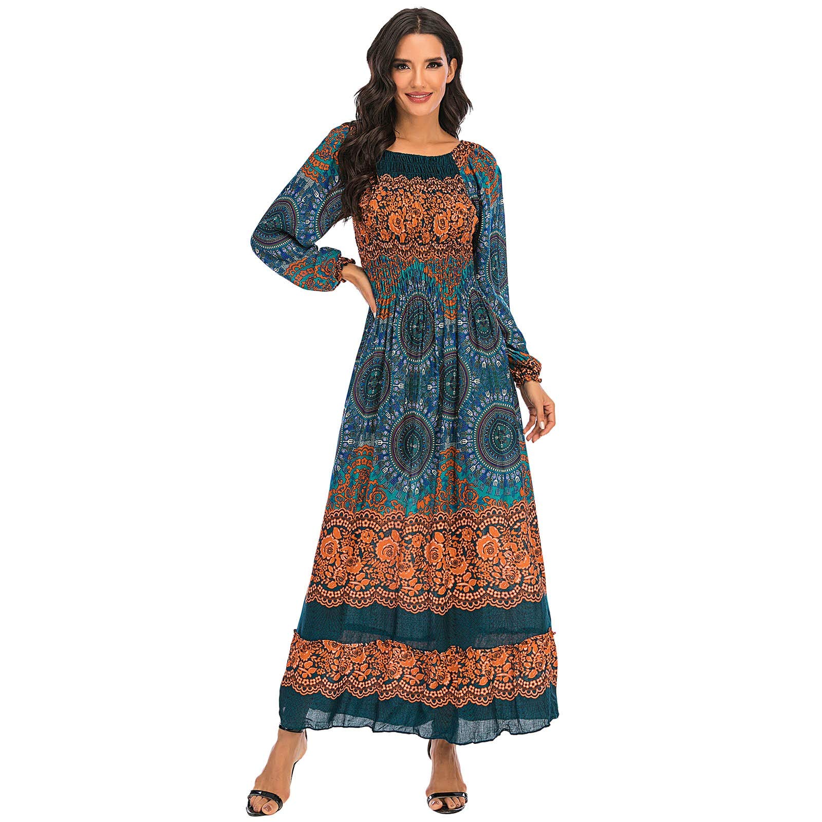 Bohemian Beach Dress for Women - Long Flowy Sun Protection Skirt, Summer & Spring Maxi Dress for Outdoor, Travel, and Vacation