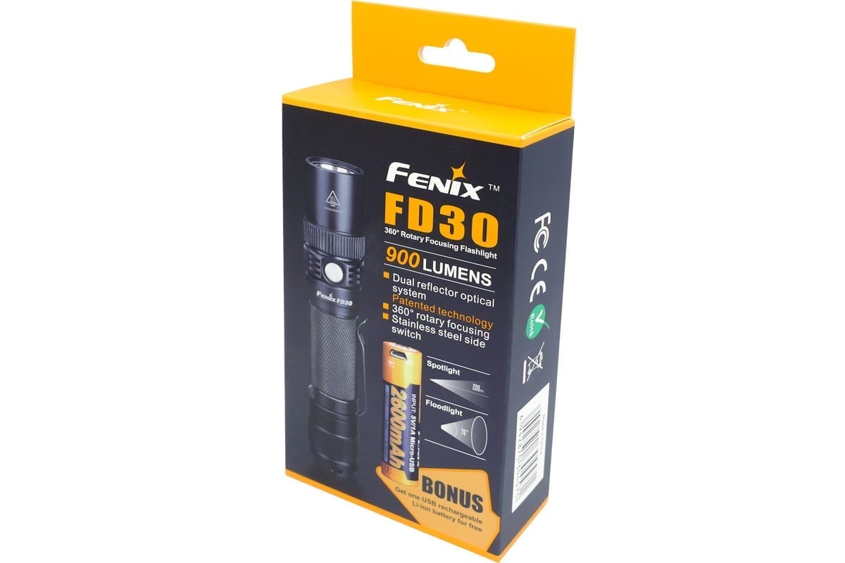 Fenix FD30 Focus Flashlight - High-Powered LED Tactical Flashlight for Outdoor, Camping, Hiking & Emergency Use (Discontinued Model)