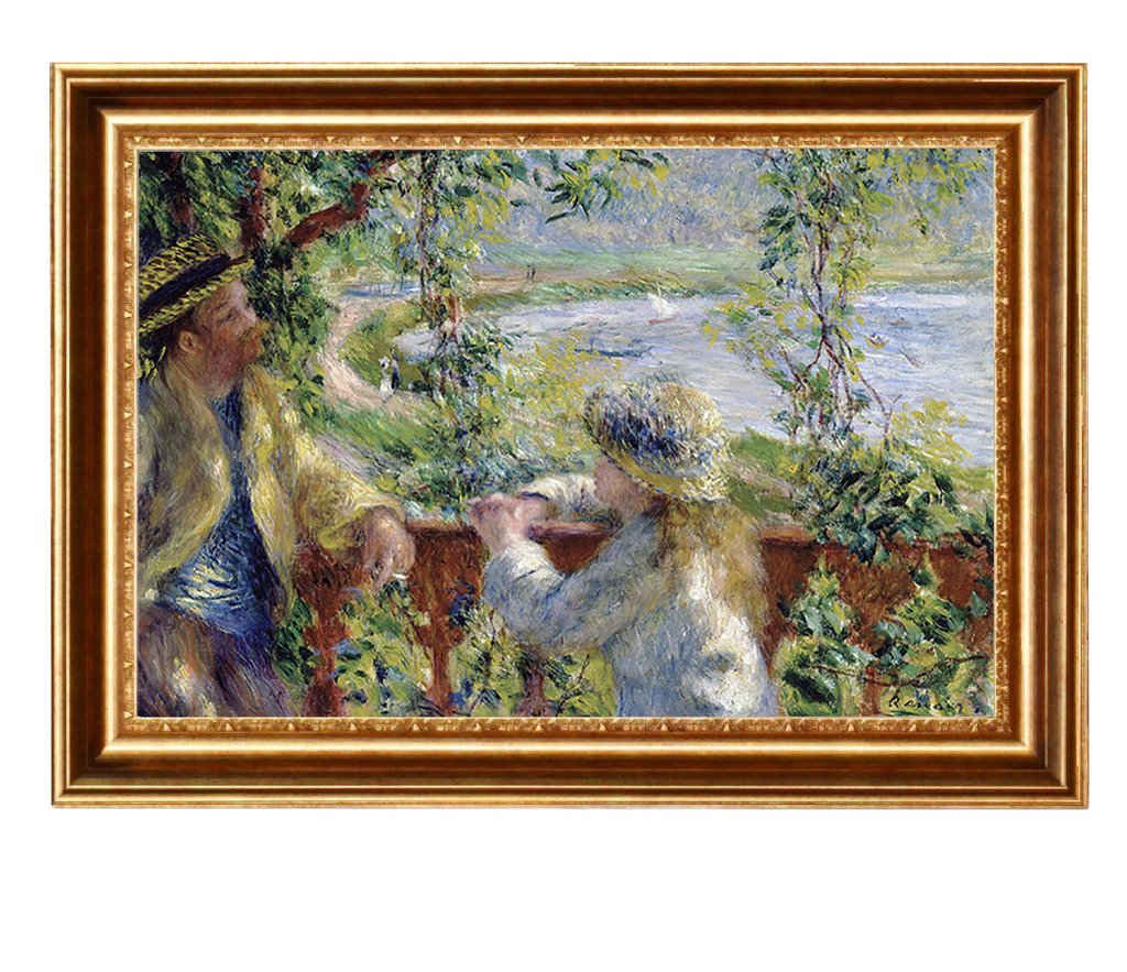 EliteArt Renoir 'By the Water' Oil Painting Reproduction - Framed Giclee Canvas Wall Art 25.5x35.5 Inches - Perfect for Living Room, Bedroom & Office Decor