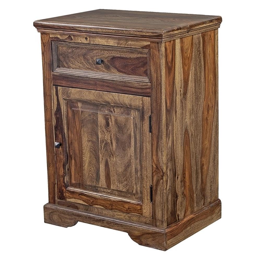 Porter Designs Taos Nightstand - Brown Wood Bedside Table with Drawer for Bedroom Furniture & Home Decor | Perfect for Bedside Storage & Modern Bedroom Setup