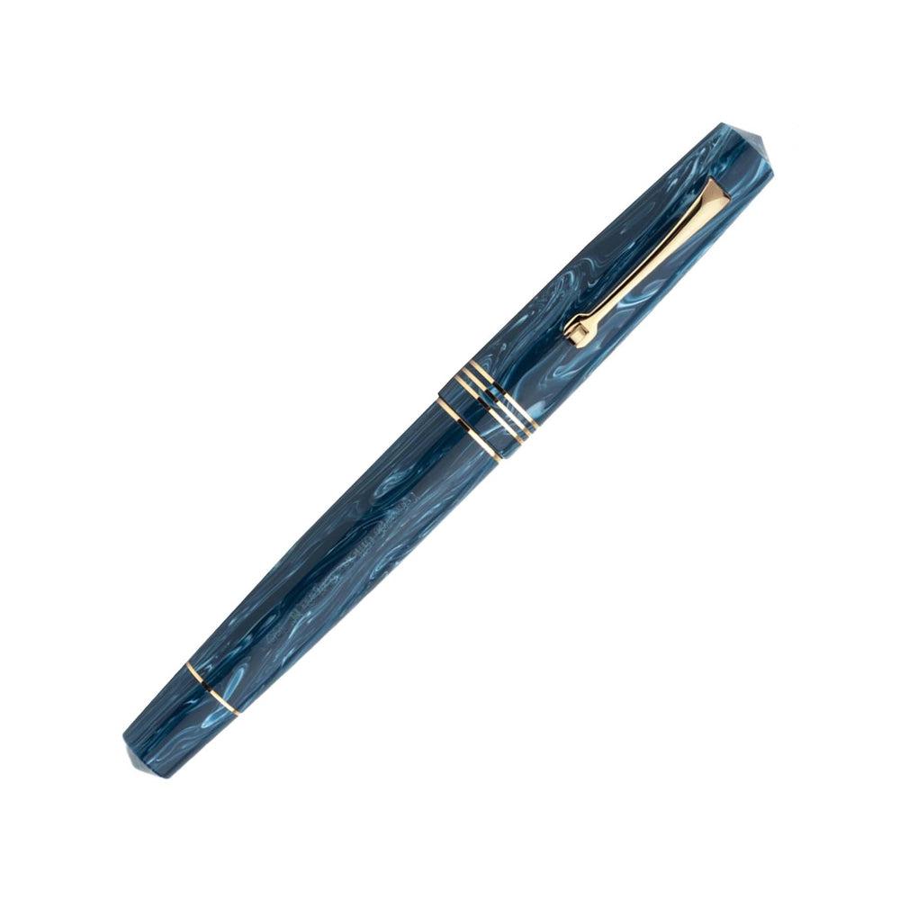 Leonardo Fountain Pen Momento Zero with 14K Gold Nib - Blue Positano Luxury Writing Instrument for Professionals & Collectors - Perfect for Signatures, Calligraphy & Gift Giving